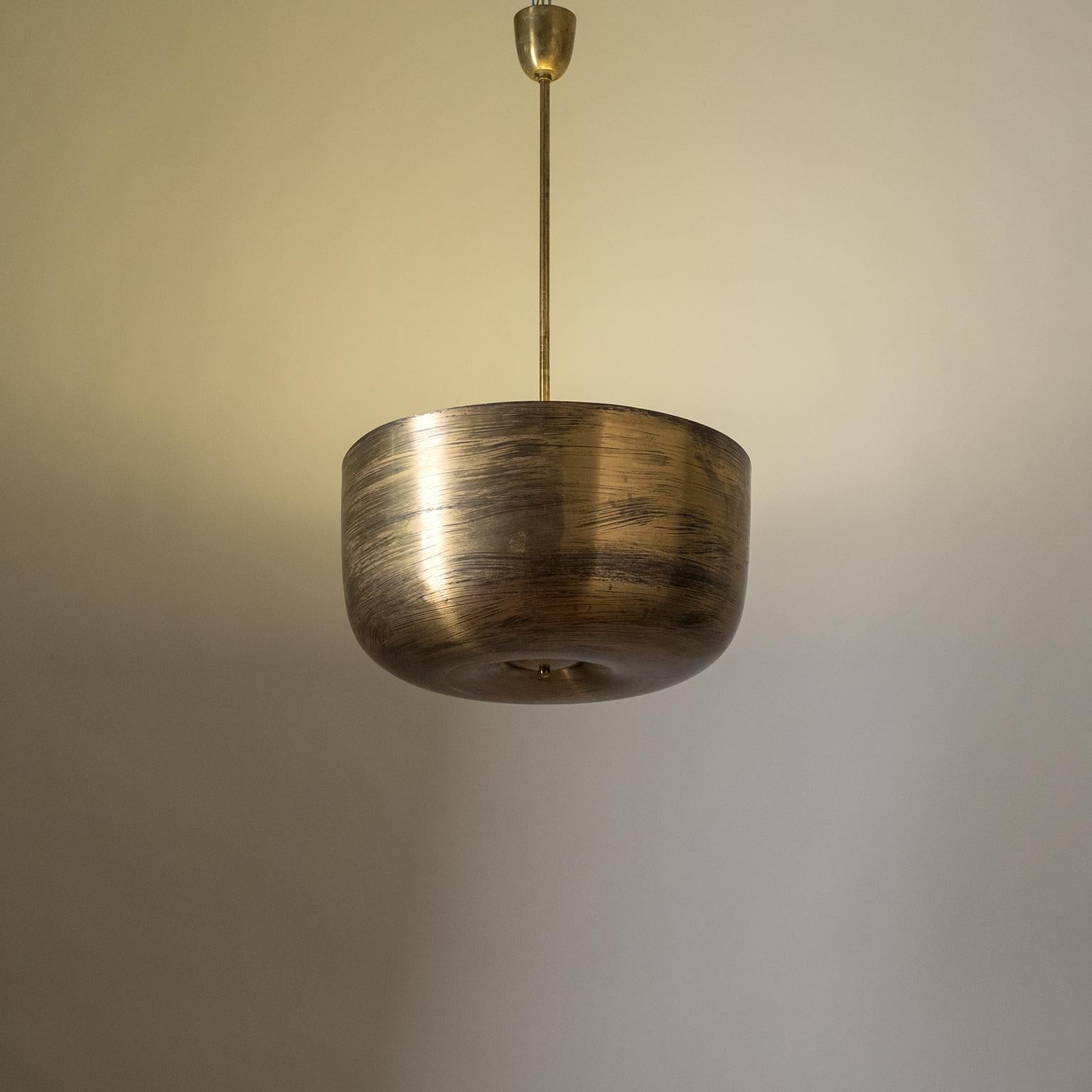Large Brass Bowl Chandelier, circa 1930 For Sale 7