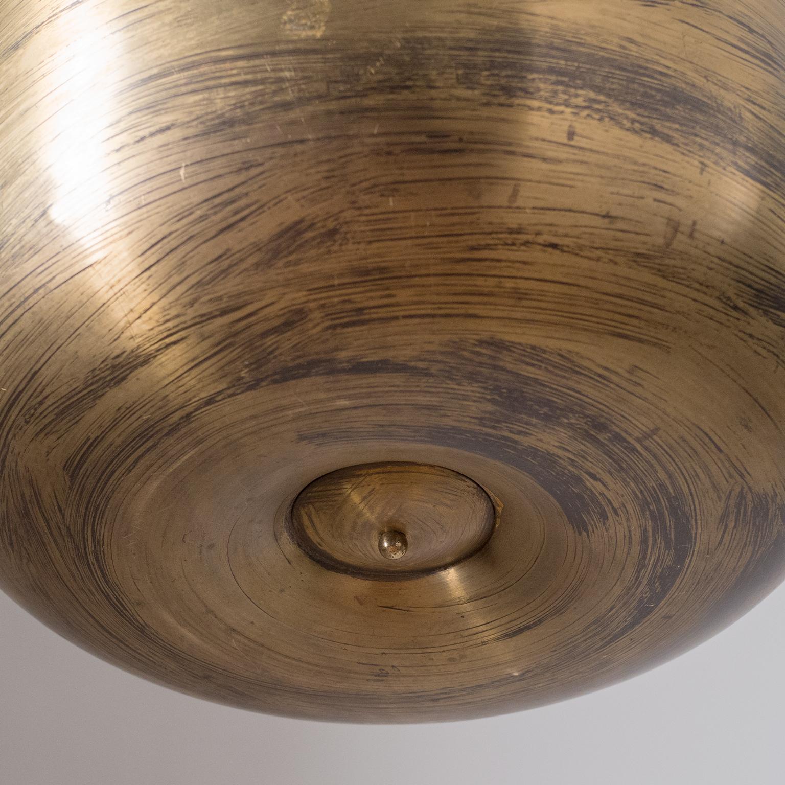 Mid-20th Century Large Brass Bowl Chandelier, circa 1930 For Sale