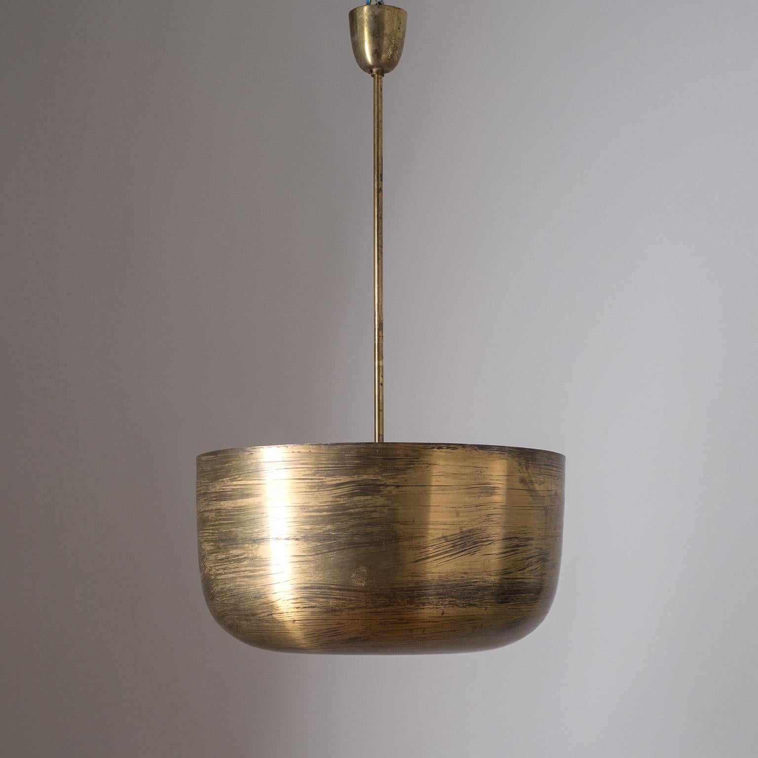 Large Brass Bowl Chandelier, circa 1930 For Sale 1