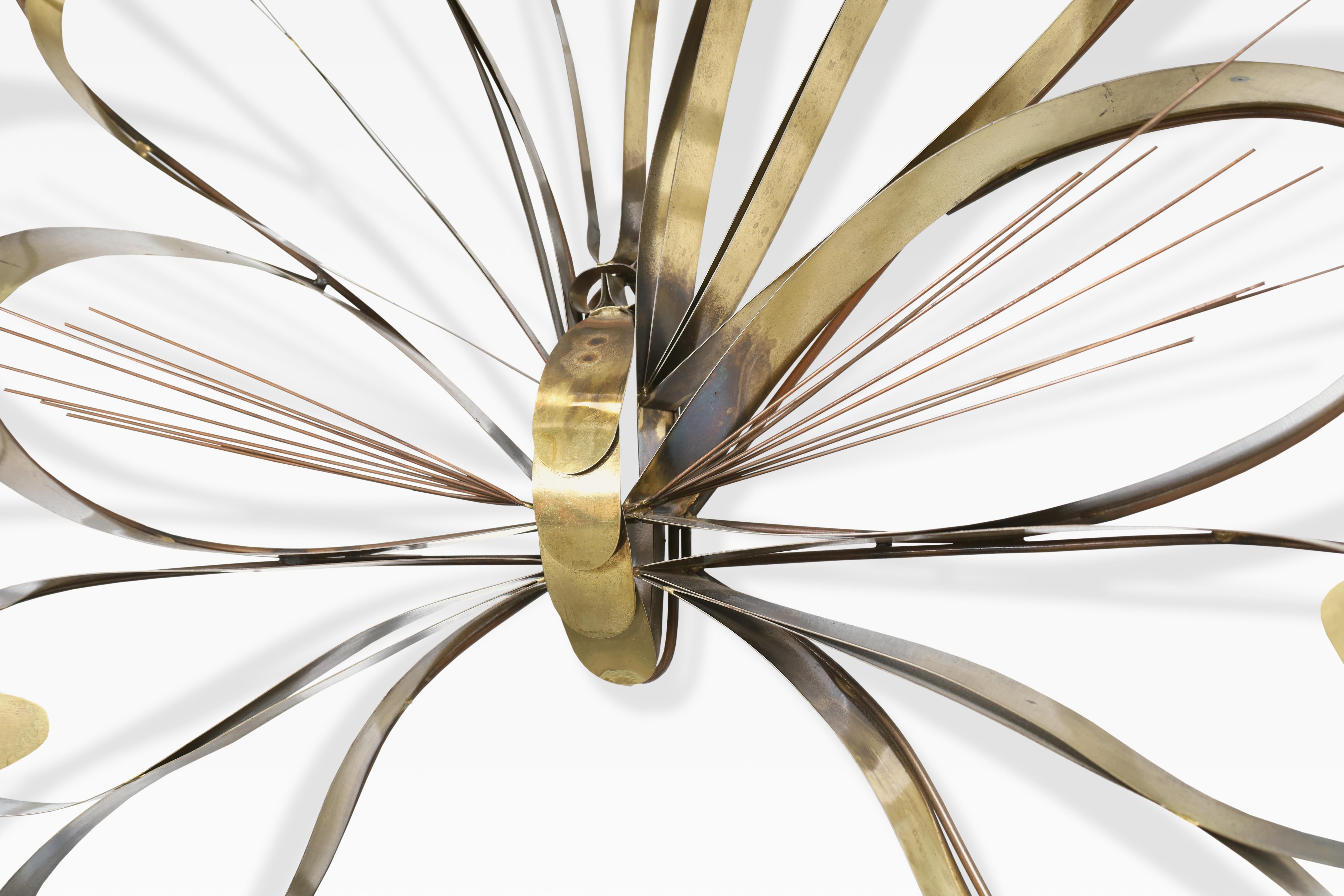 Large Brass Butterfly Wall Sculpture by Curtis Jere, Signed 1