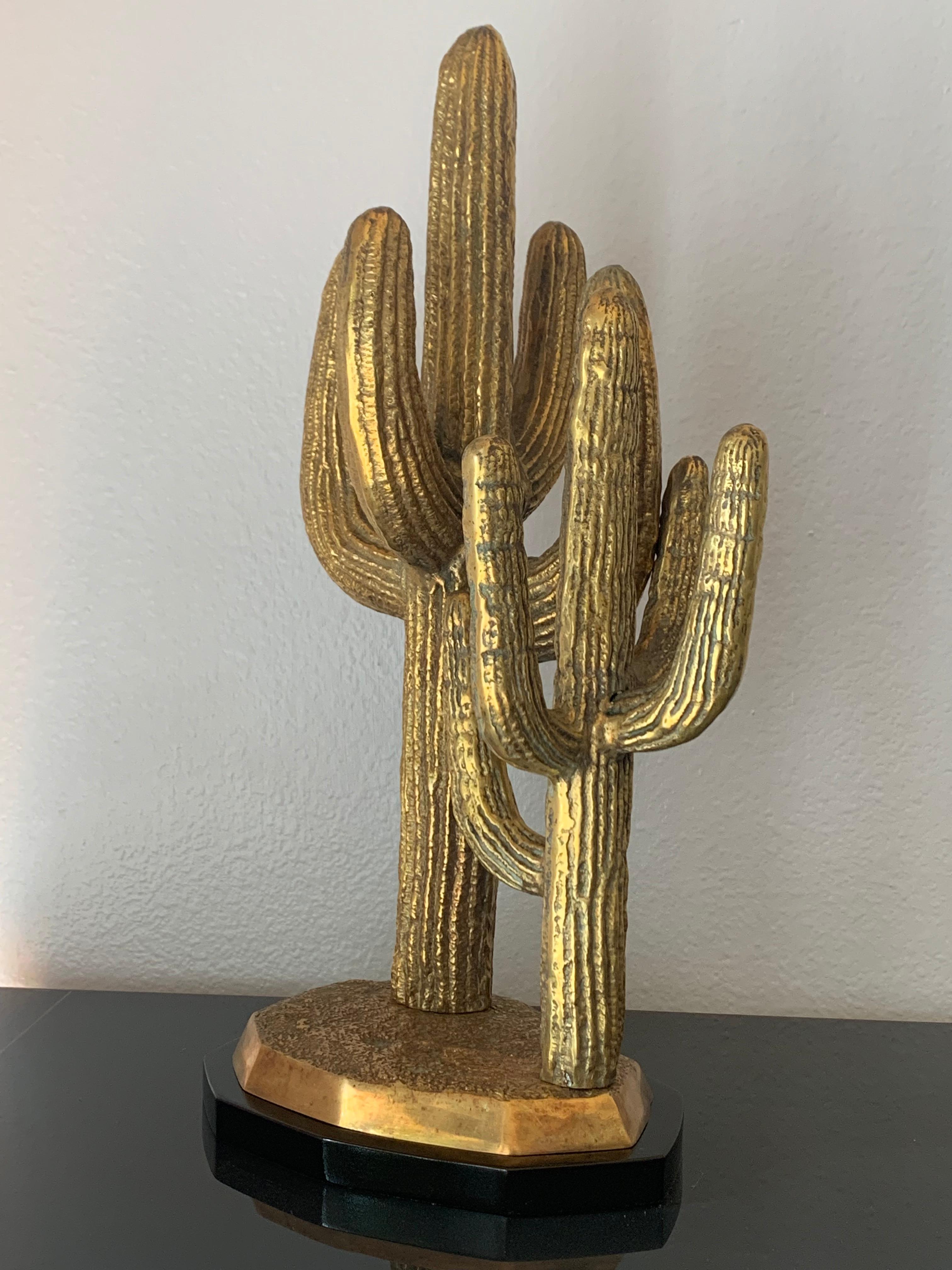 Large Brass Cactus Sculpture In Good Condition In North Hollywood, CA