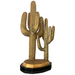Large Brass Cactus Sculpture
