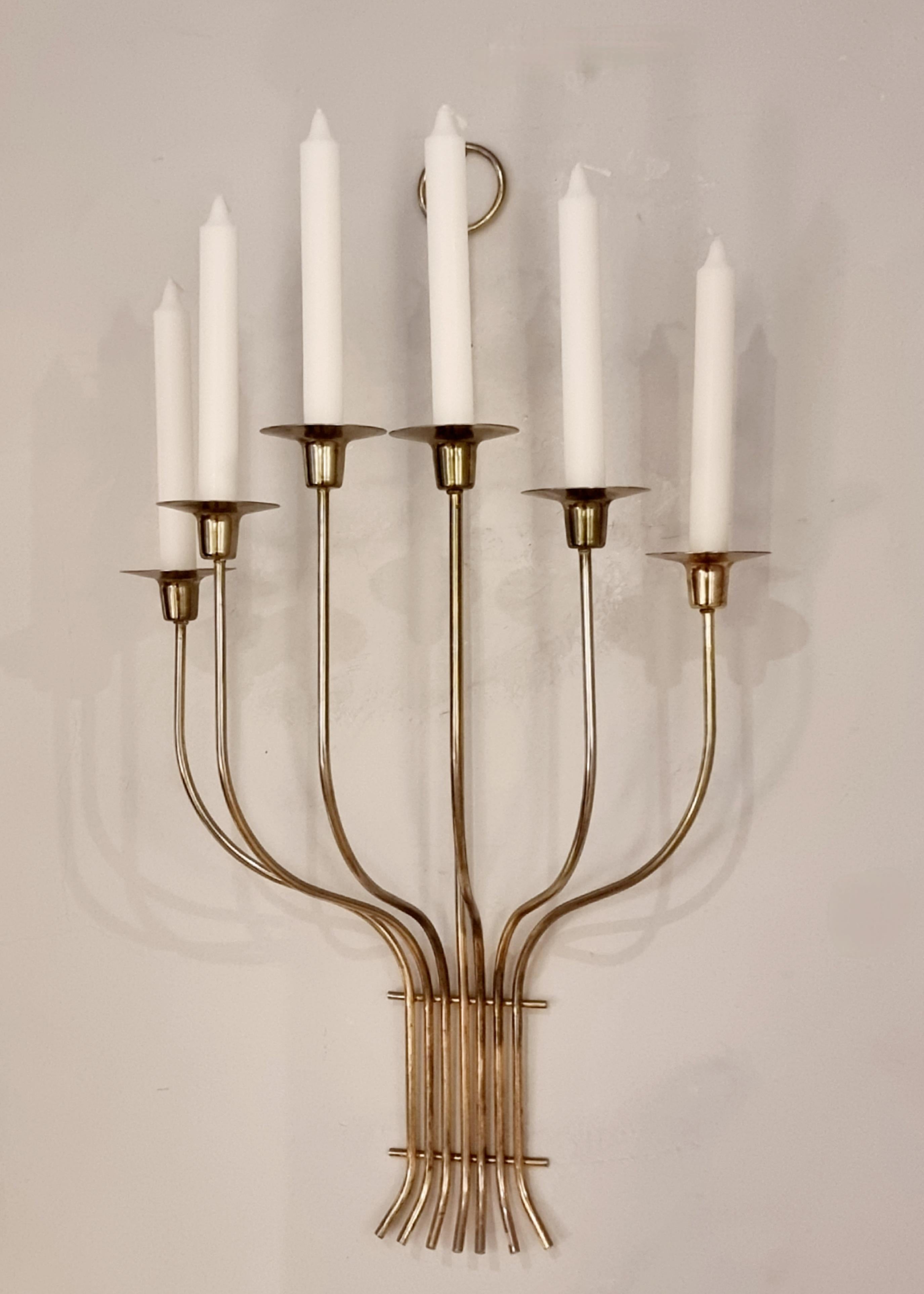 Large Brass Candle Sconce, in the manner of Tommi Parzinger, Hollywood Regency 4