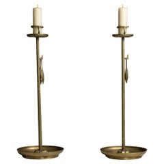 Large Brass Candle Stands, England circa 1920