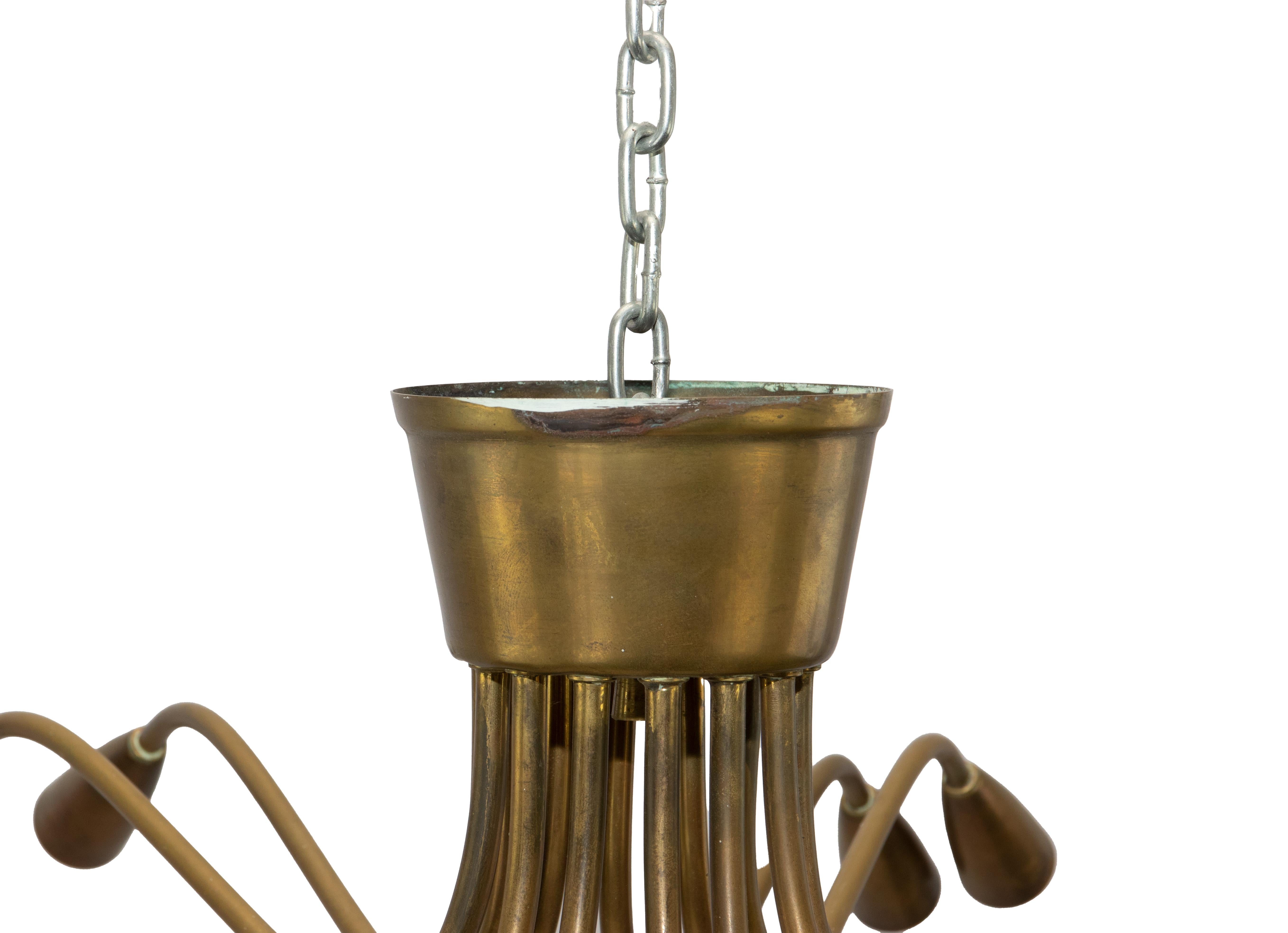Large Brass Ceiling Lamp, Italy 1950s For Sale 2