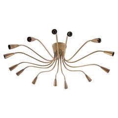 Grande lampada da soffitto in ottone, Italia 1950