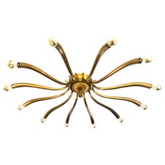 Large Brass Chandelier Attributed to Guglielmo Ulrich