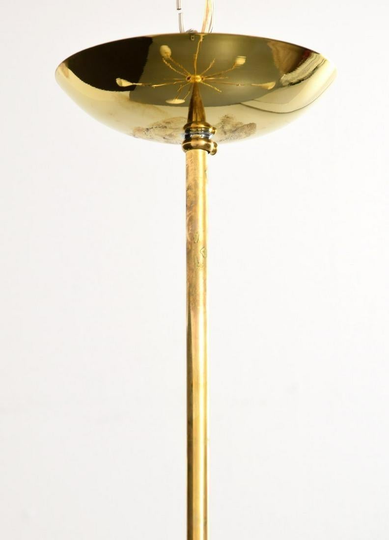 Large Brass Chandelier Attributed to Stilnovo, Italy, 1960s In Good Condition In Miami, FL