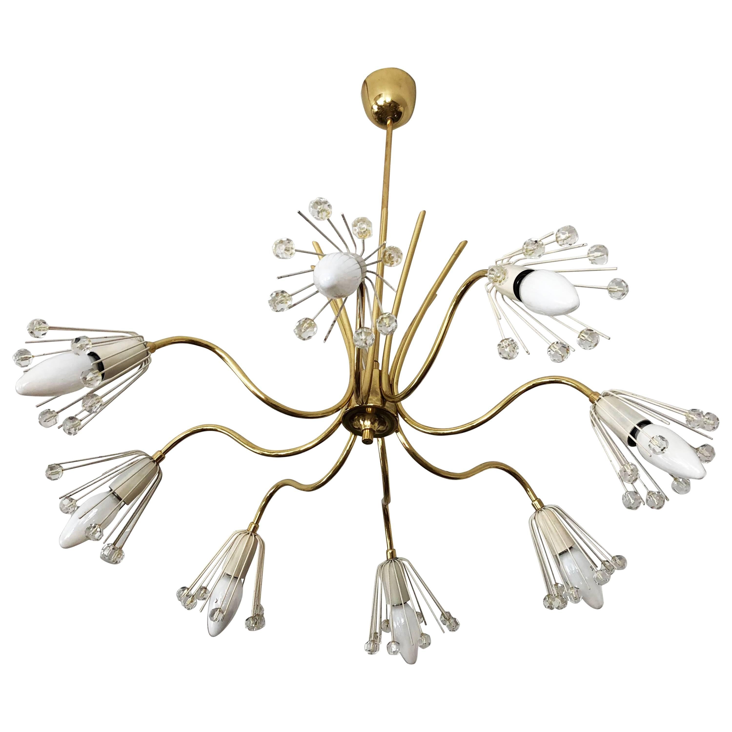 Grande lampadario in ottone di Emil Stejnar per Rupert Nikoll