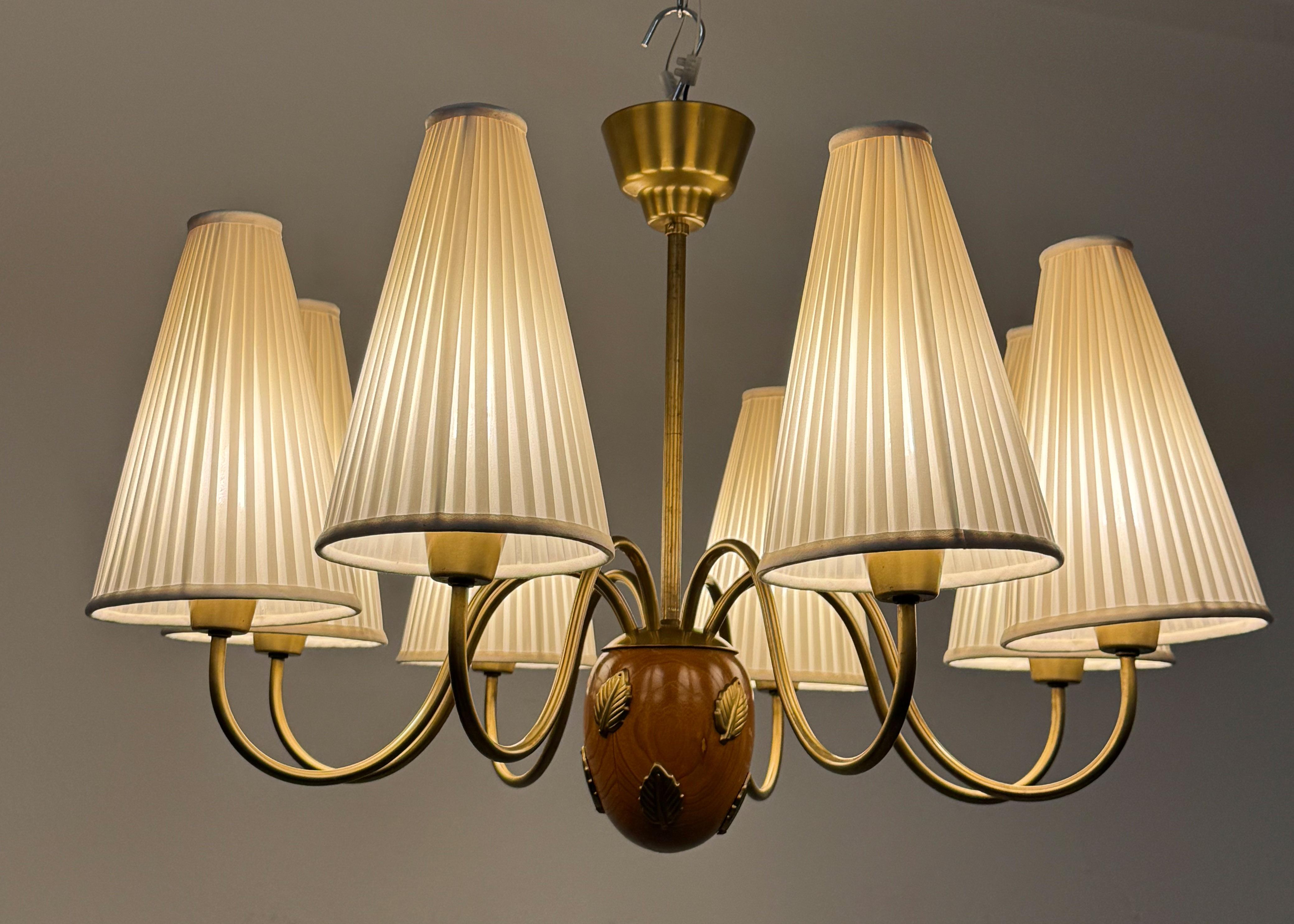 Grande lampadario in ottone di Hans Bergström, Ateljé Lyktan in vendita 9