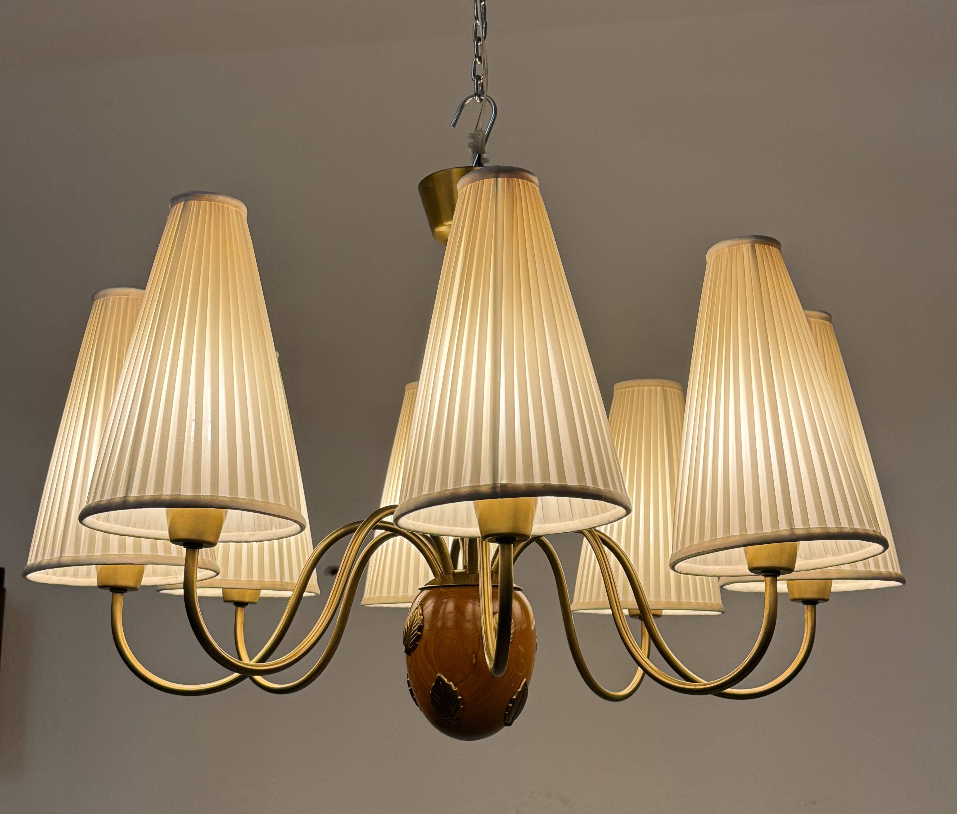 Grande lampadario in ottone di Hans Bergström, Ateljé Lyktan in vendita 10