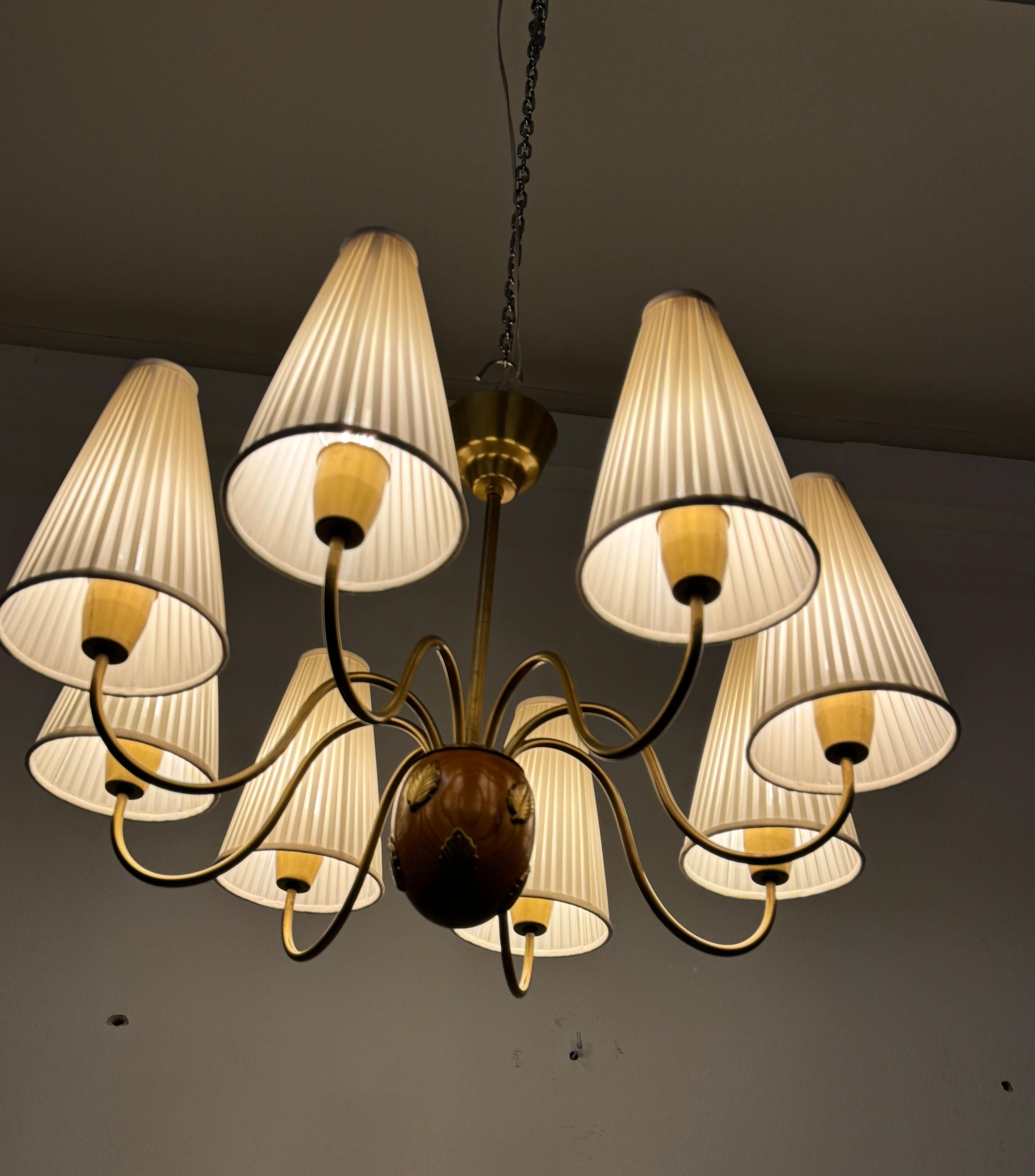 Grande lampadario in ottone di Hans Bergström, Ateljé Lyktan in vendita 12