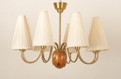 Large Brass Chandelier by Hans Bergström, Ateljé Lyktan