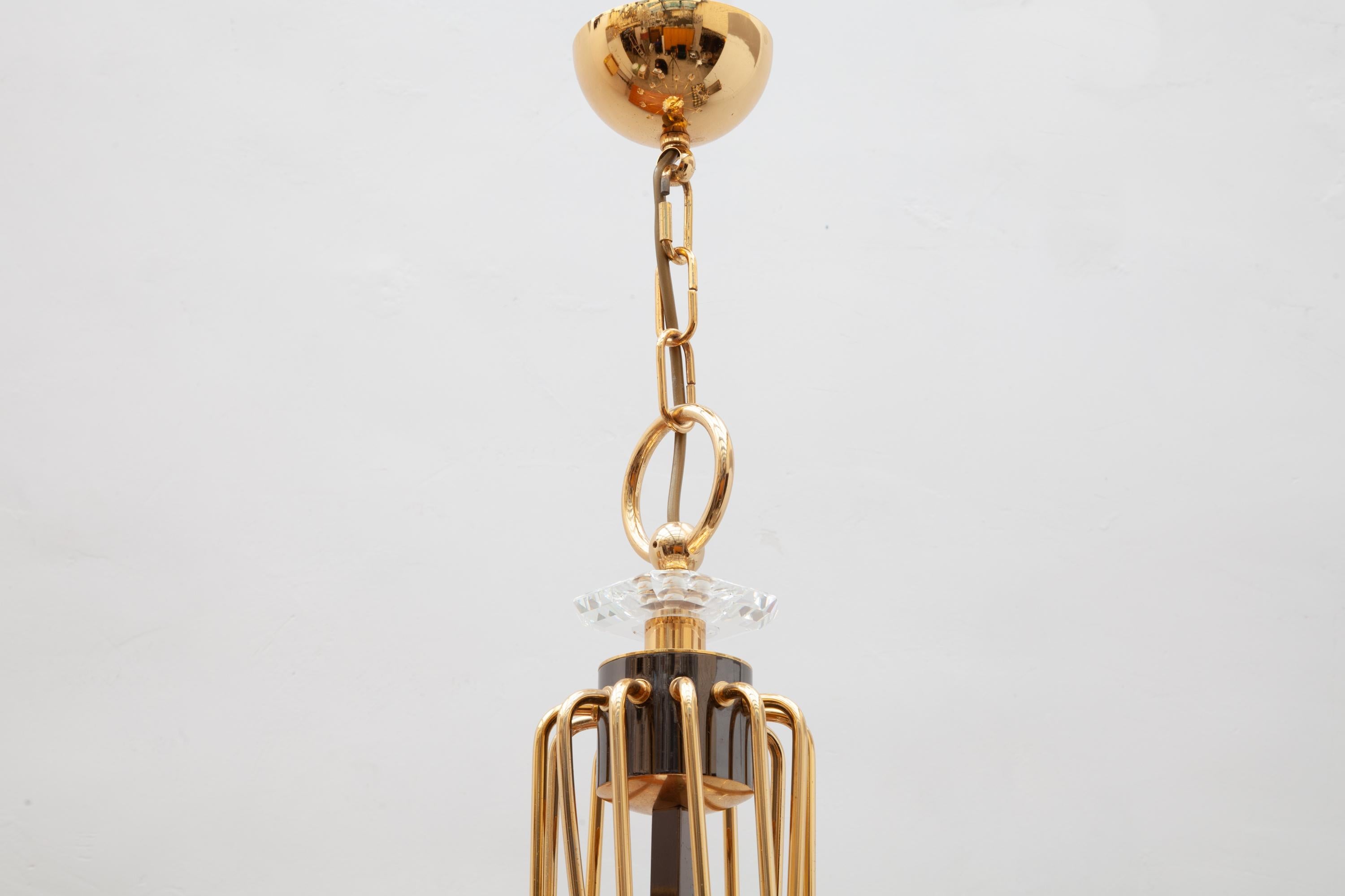 Italian Large Brass Chandelier by Prearo Luce, Italy, 1980s For Sale