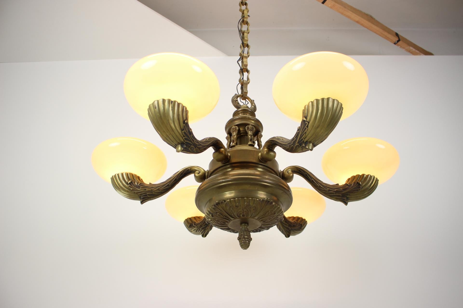 Large Brass Chandelier, circa 1900 For Sale 11