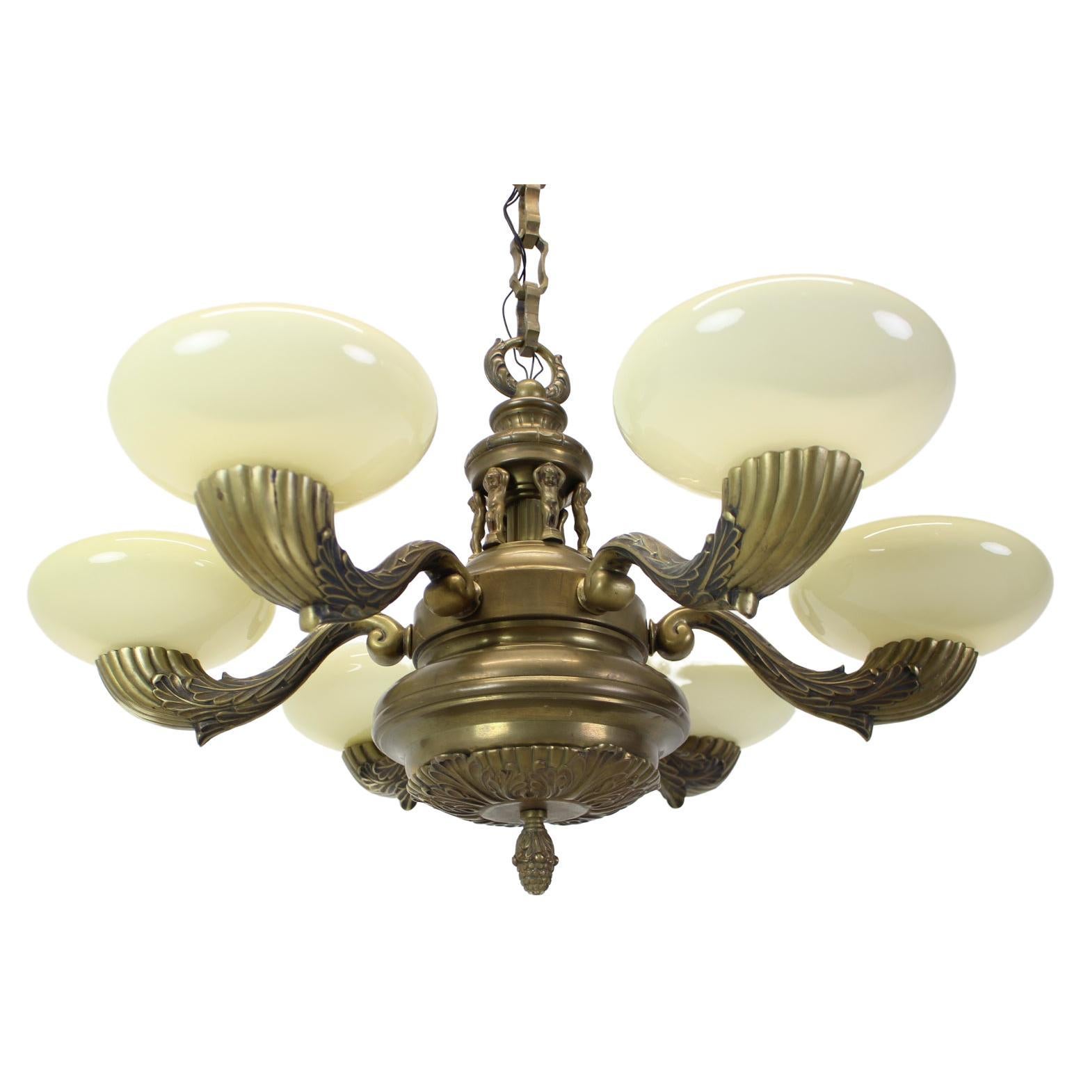 Large Brass Chandelier, circa 1900 For Sale