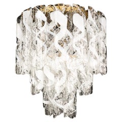 Grande lampadario in ottone con vetro "Torciglioni" di Mazzega, Italia anni '70