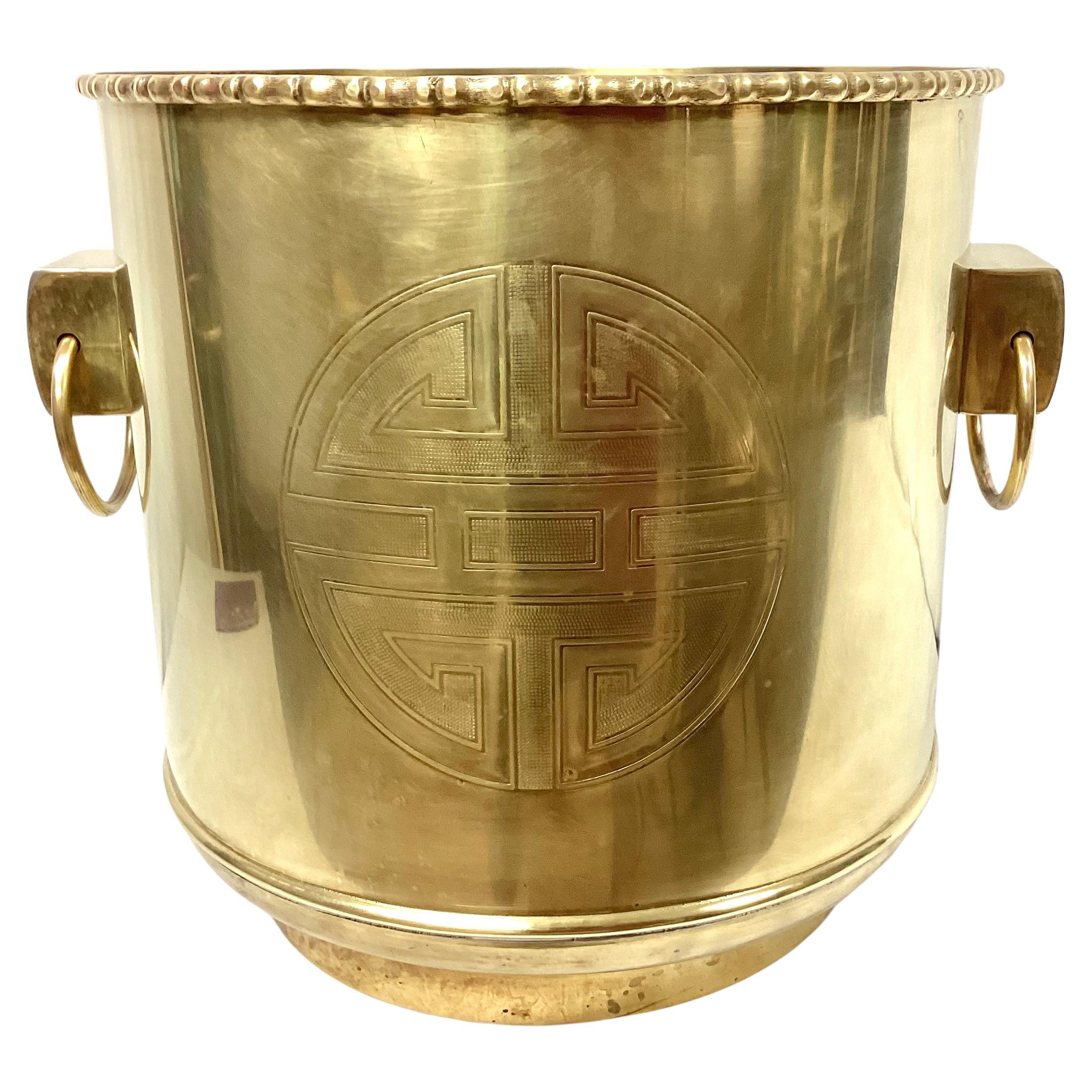 Large Brass Chinoiserie Style Planter