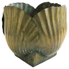Large Brass Clamshell Planter