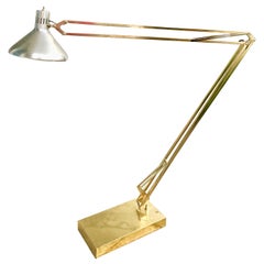 Large Brass Classic Anglepoise Adjustable  Floor Lamp Aluminum Shade