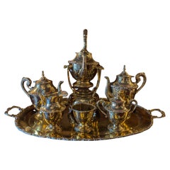 Large Brass Coffee Tea Service with Tray