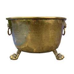 Large Brass Container with Lion Head Pulls, circa 1920s
