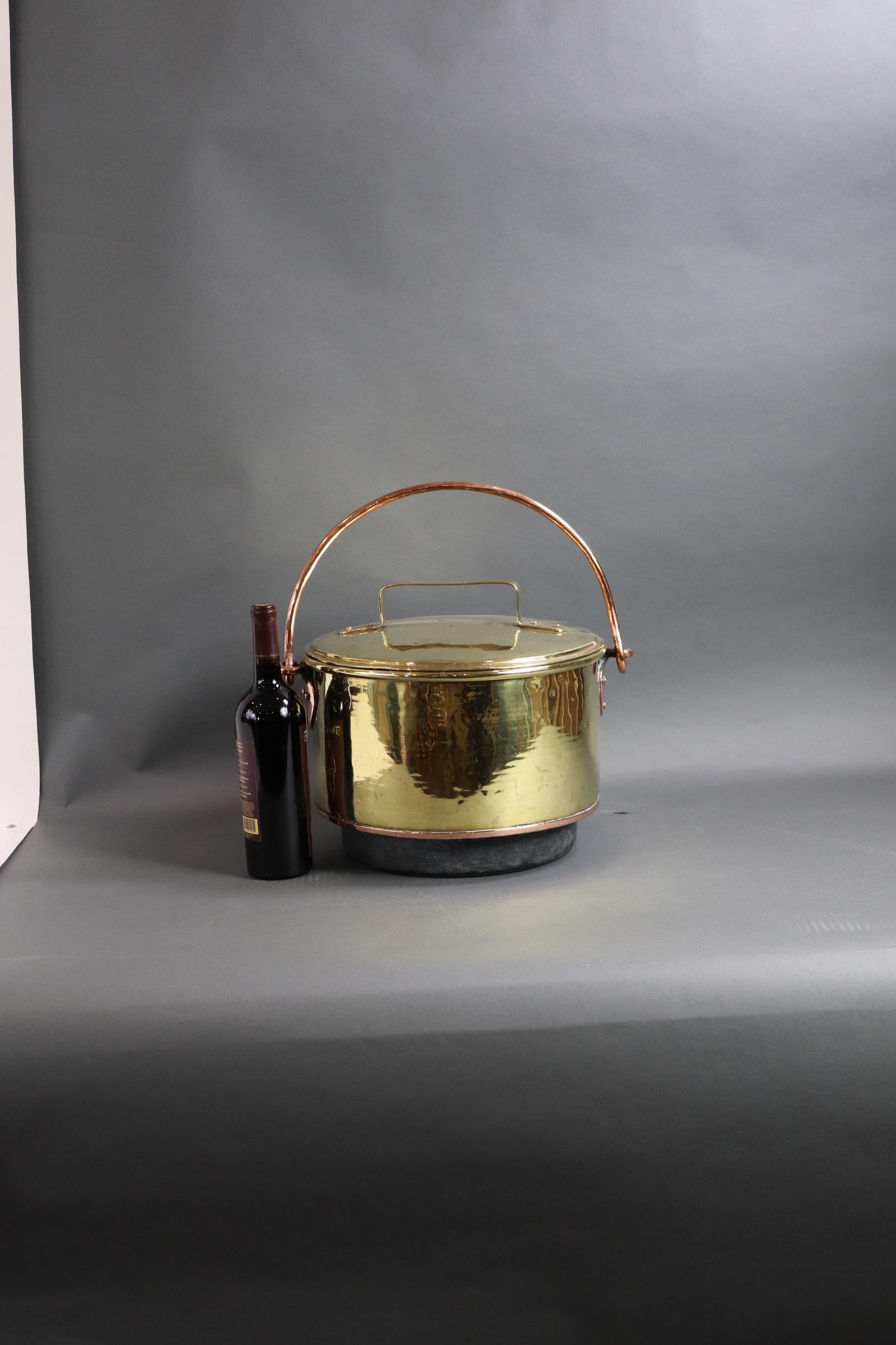 Large Brass Covered Cauldron For Sale 1