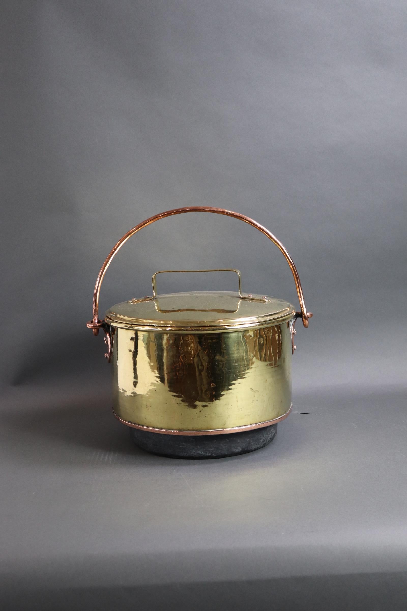 Large Brass Covered Cauldron For Sale 2