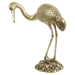 Large Brass Crane Vintage Detailed Statue Regency Style 34cm