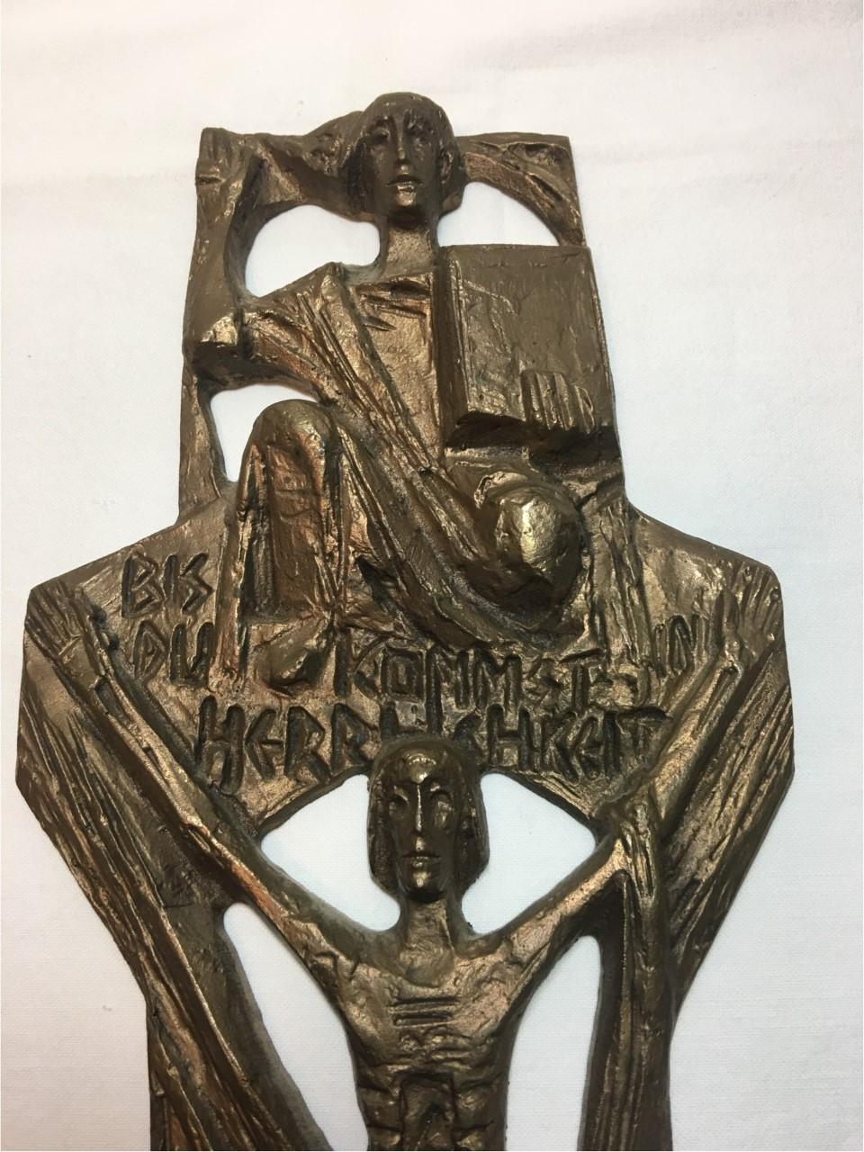 A beautifully haunting Brass Cross inscribed in German with the Creed : 
