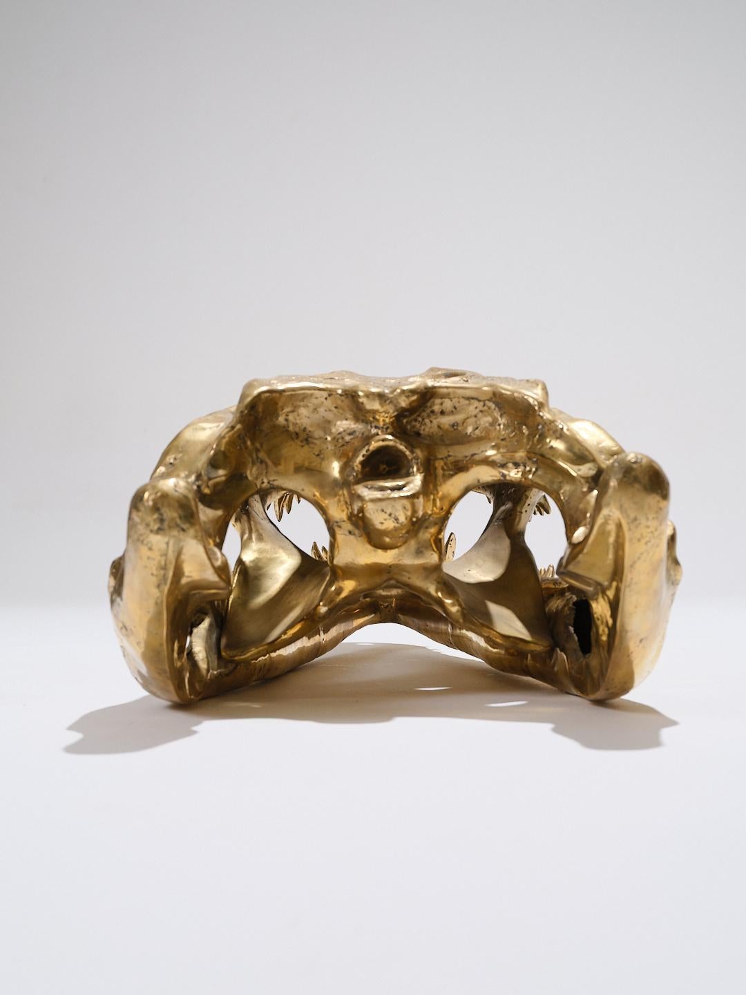 Grande scultura in ottone con teschio di coccodrillo, anni '80 in vendita 6