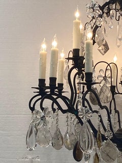 Large Brass Rock Crystal Chandelier