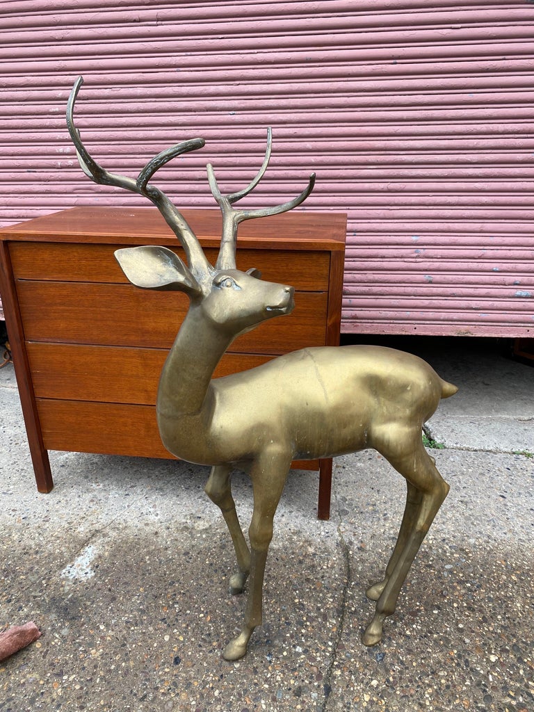 Large Brass Deer For Sale at 1stDibs