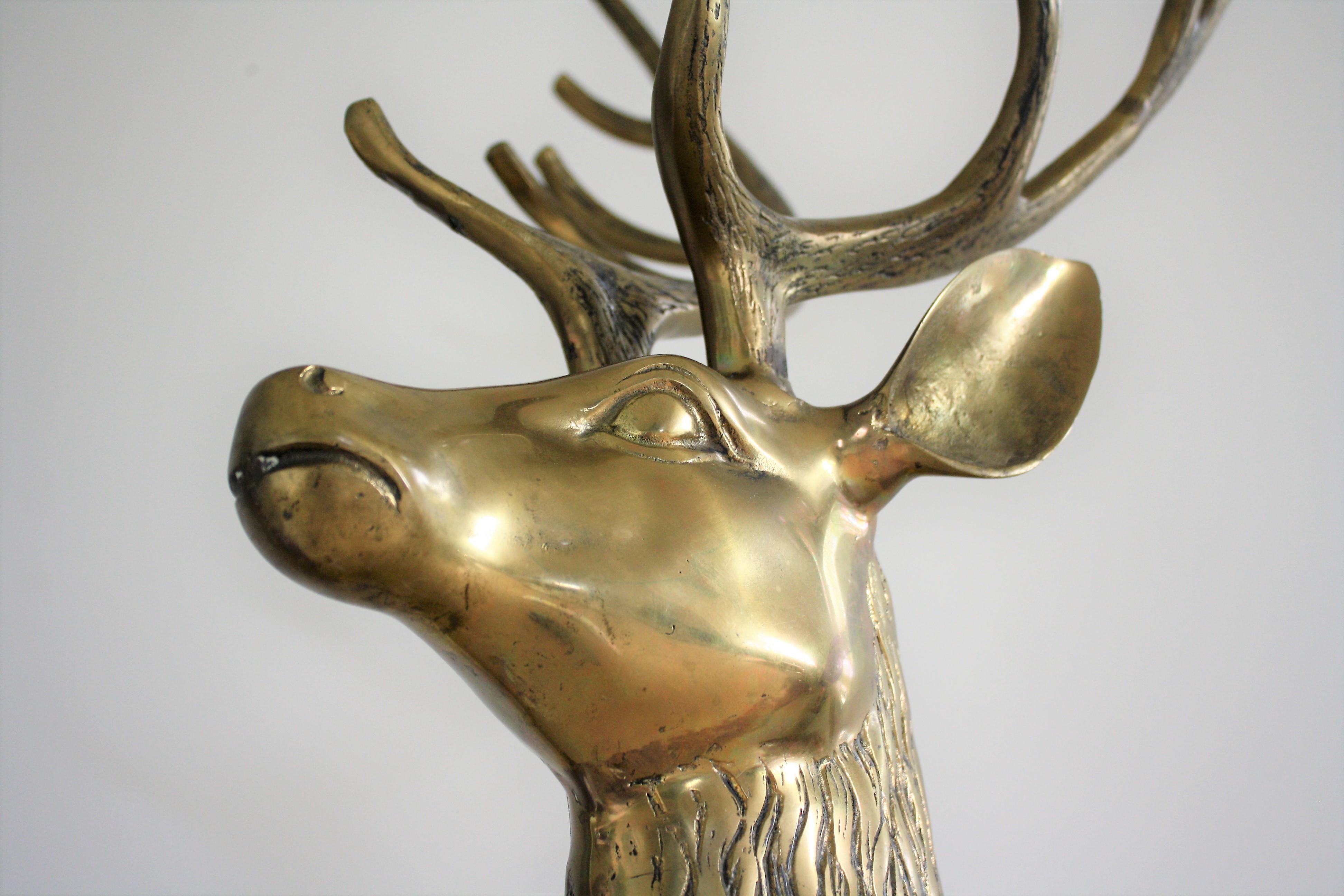 large vintage brass deer
