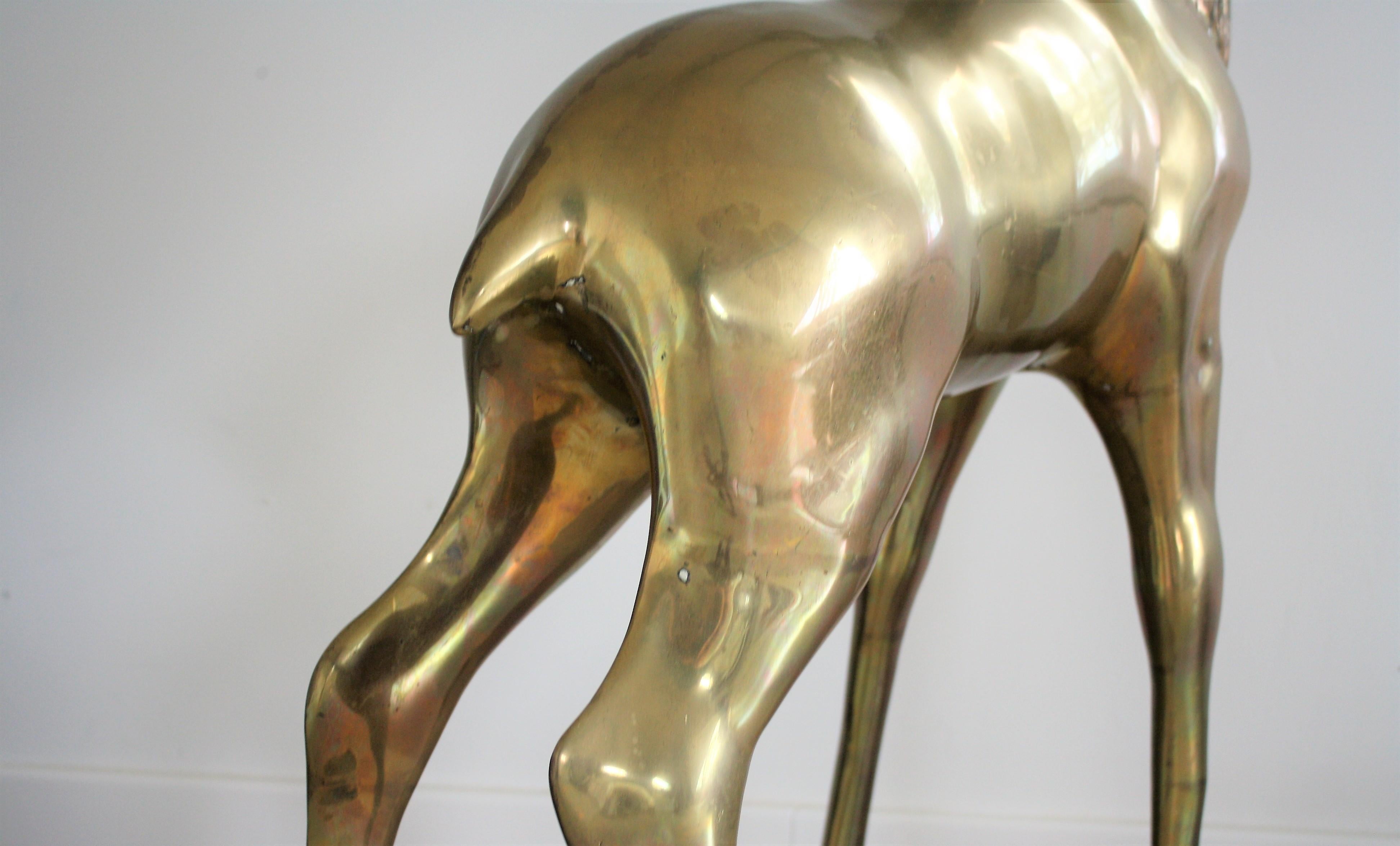 Large Brass Deer Sculpture, 1970s In Excellent Condition In Leuven, Vlaams Gewest