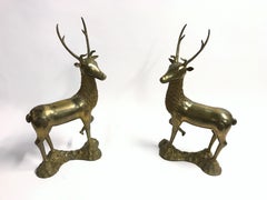 Large Brass Deer Sculptures, 1970s