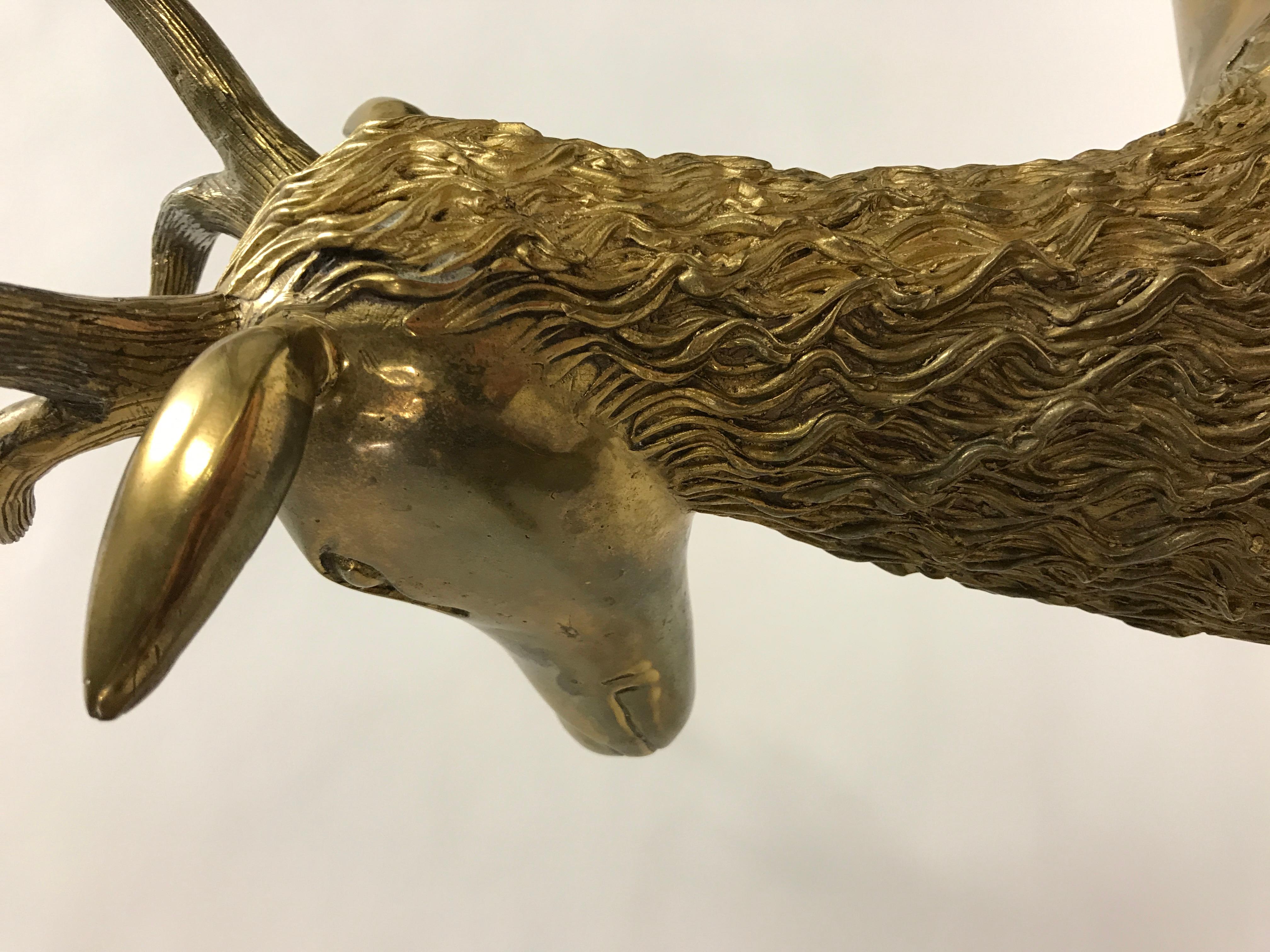 Large Brass Deer Sculptures, 1970s 3