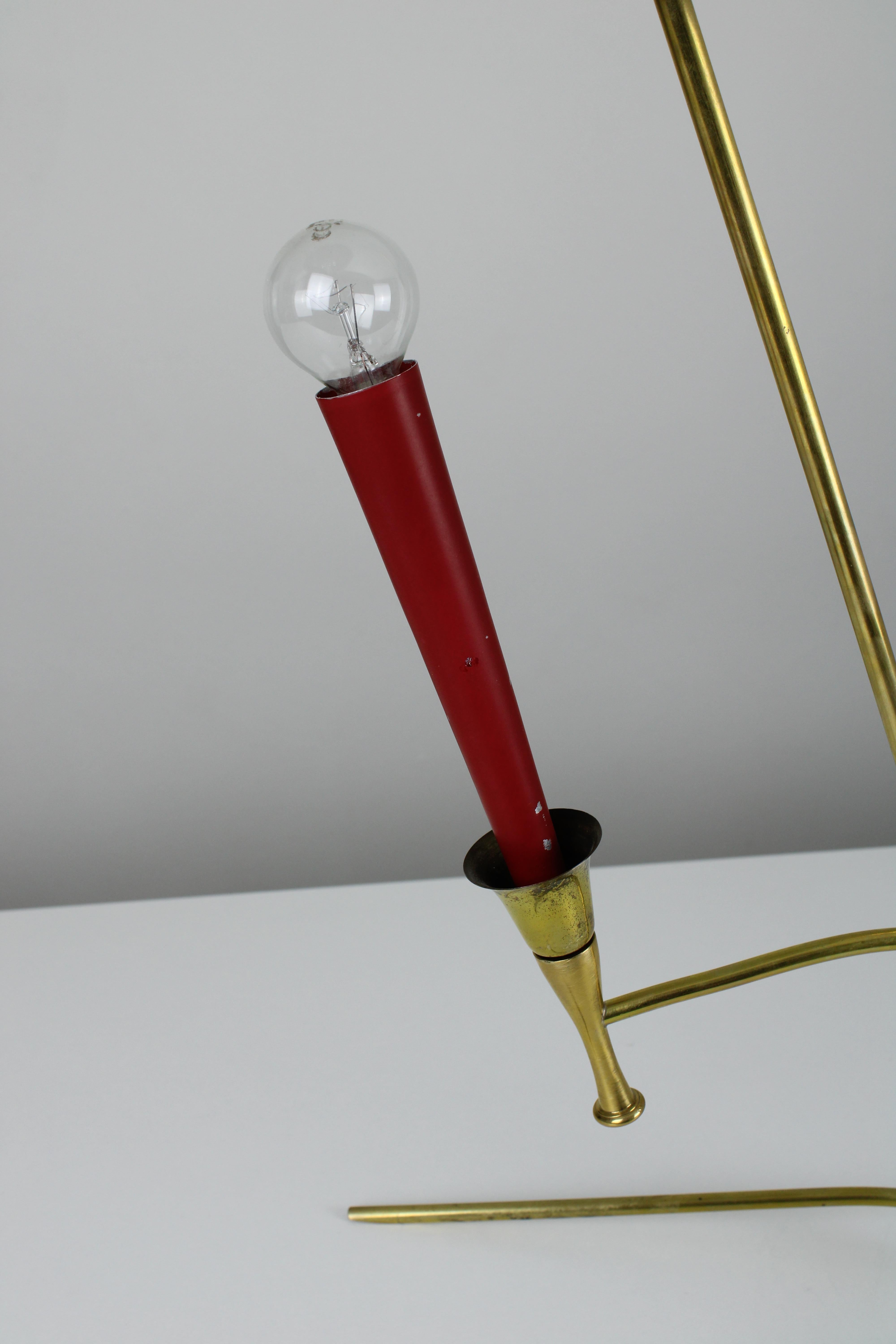Large brass desk lamp from France, 1950s In Good Condition In UTRECHT, NL
