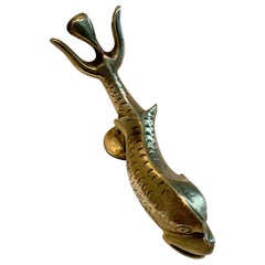 Vintage Large Brass Dolphin Fish Door Knocker