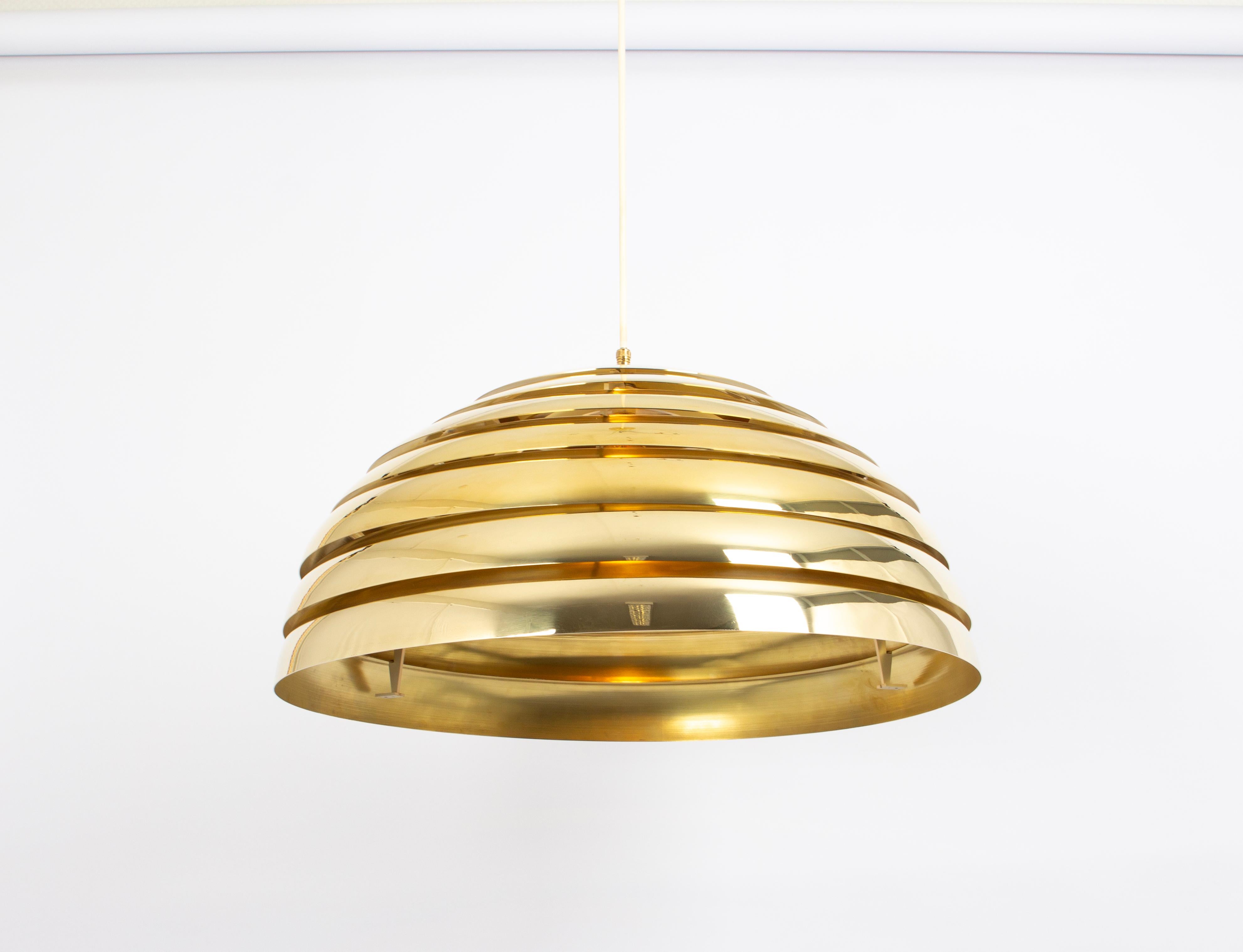 Mid-Century Modern Large Brass Dome Pendant Light by Florian Schulz, Germany For Sale
