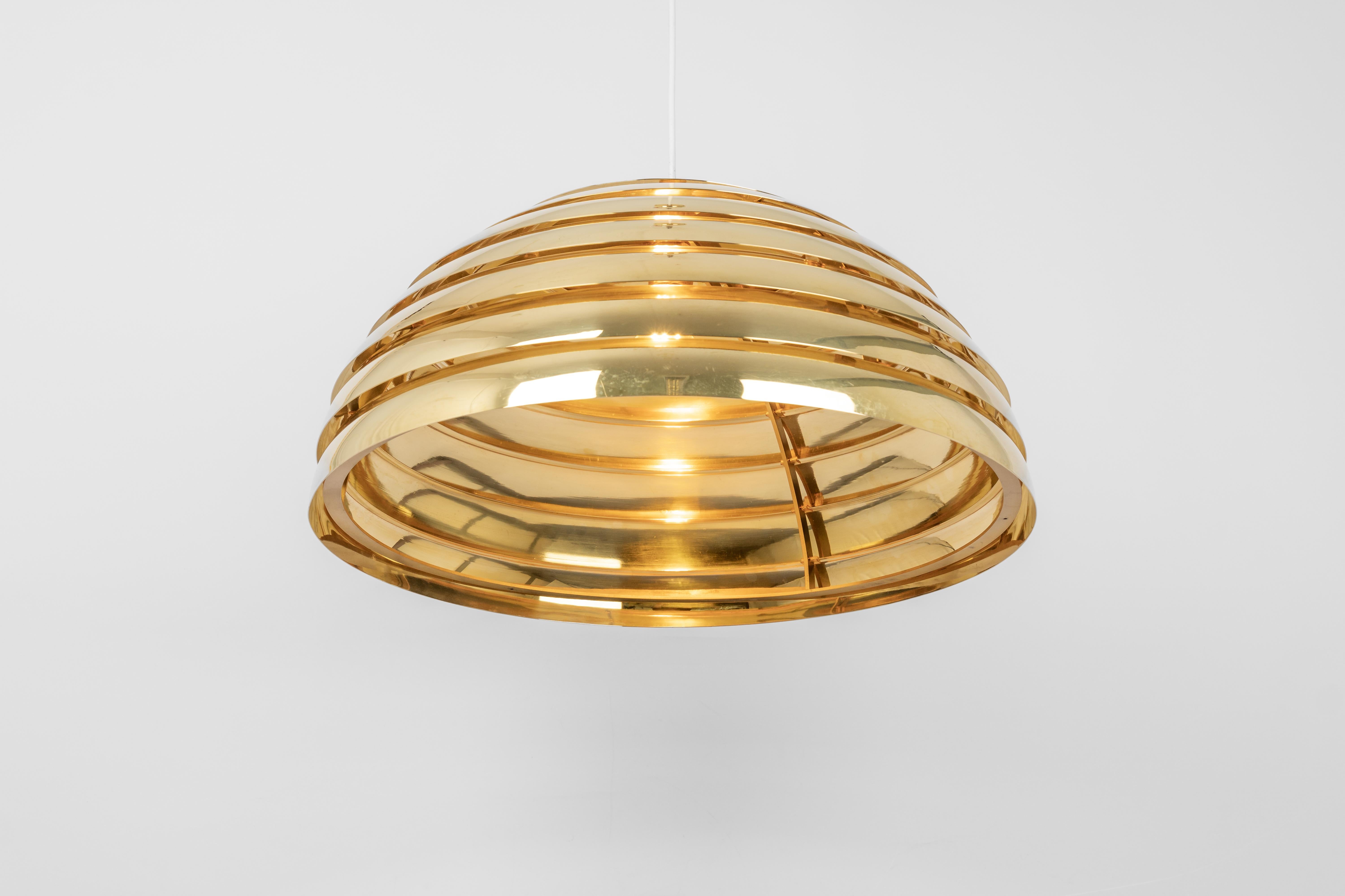 Late 20th Century Large Brass Dome Pendant Light by Florian Schulz, Germany For Sale