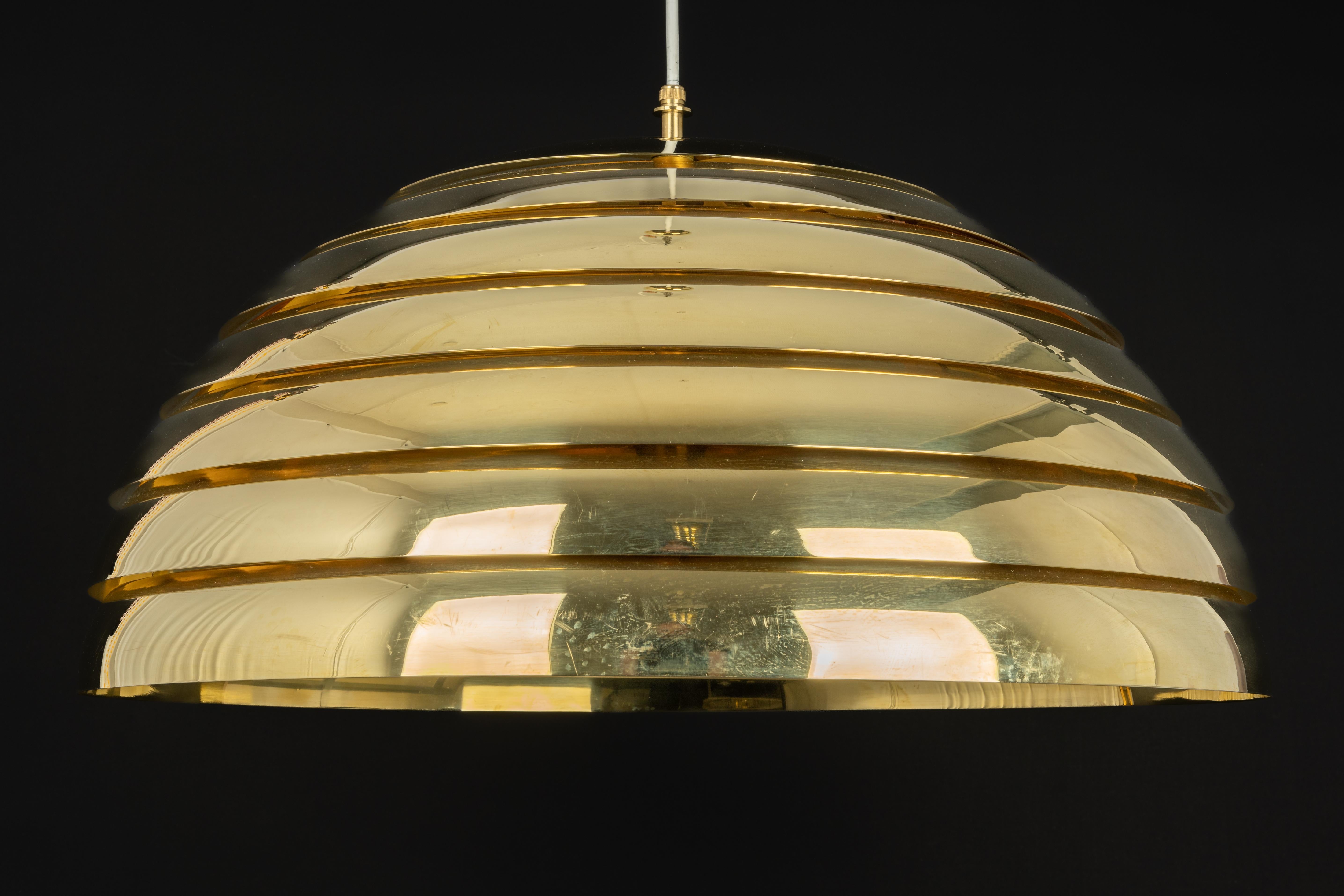 Large Brass Dome Pendant Light by Florian Schulz, Germany For Sale 3