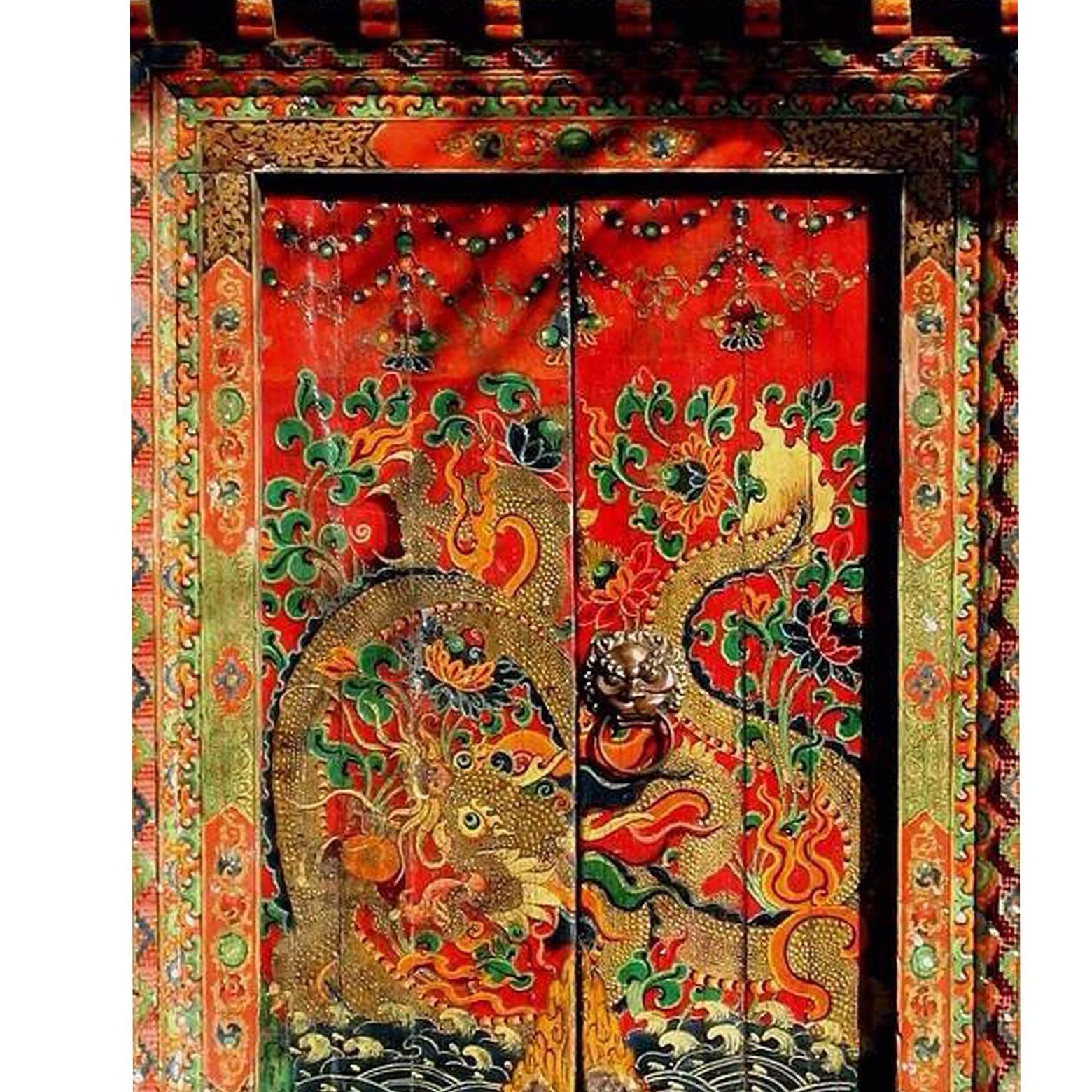 Large Brass Door Knockers, Asian Lion Motif 13