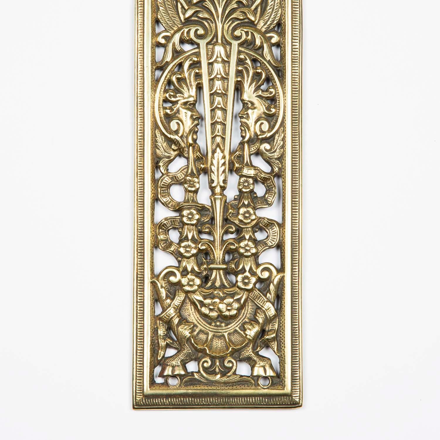 Large Brass Door Lock Plate by James Cartland & Sons In Good Condition In London, GB