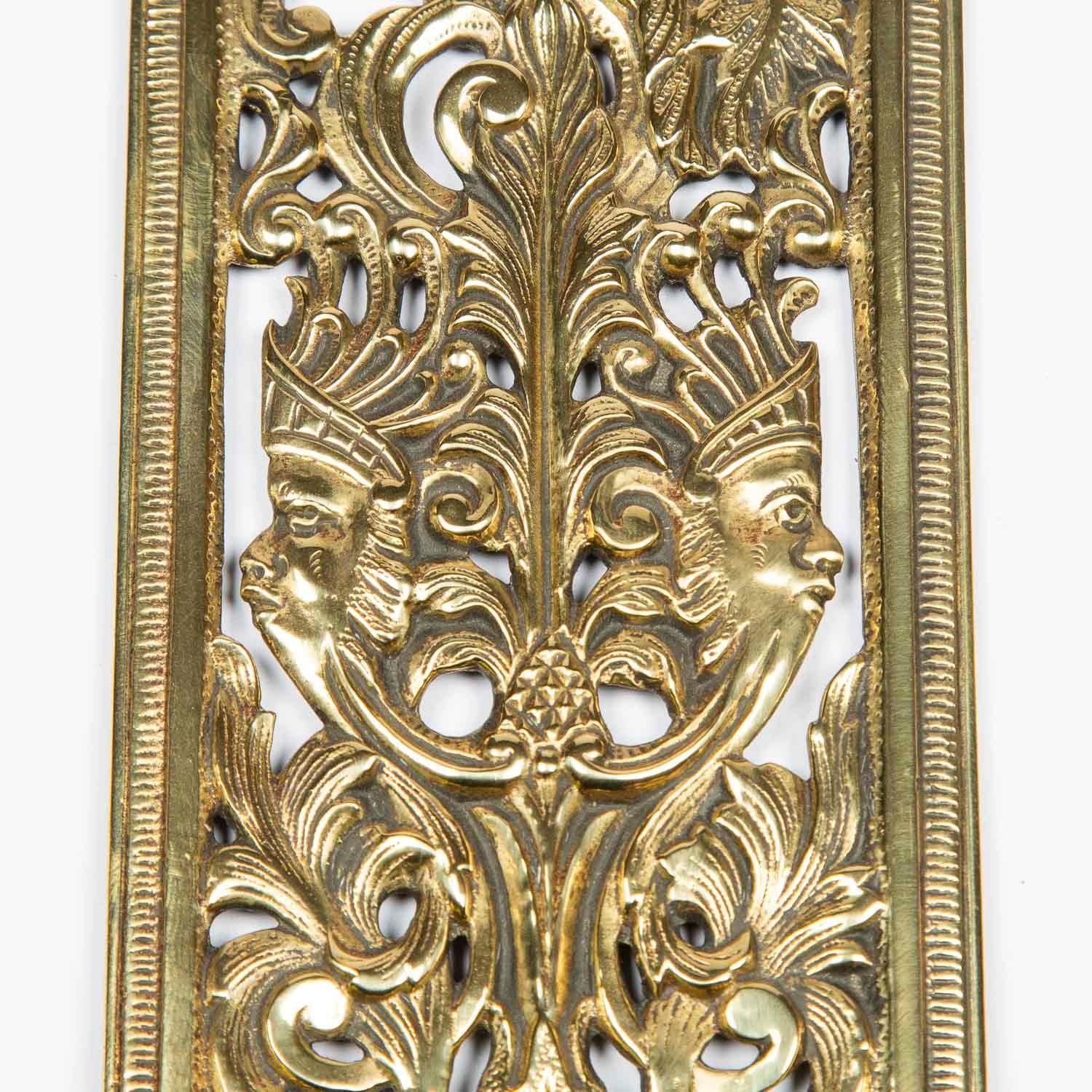 19th Century Large Brass Door Lock Plate by James Cartland & Sons