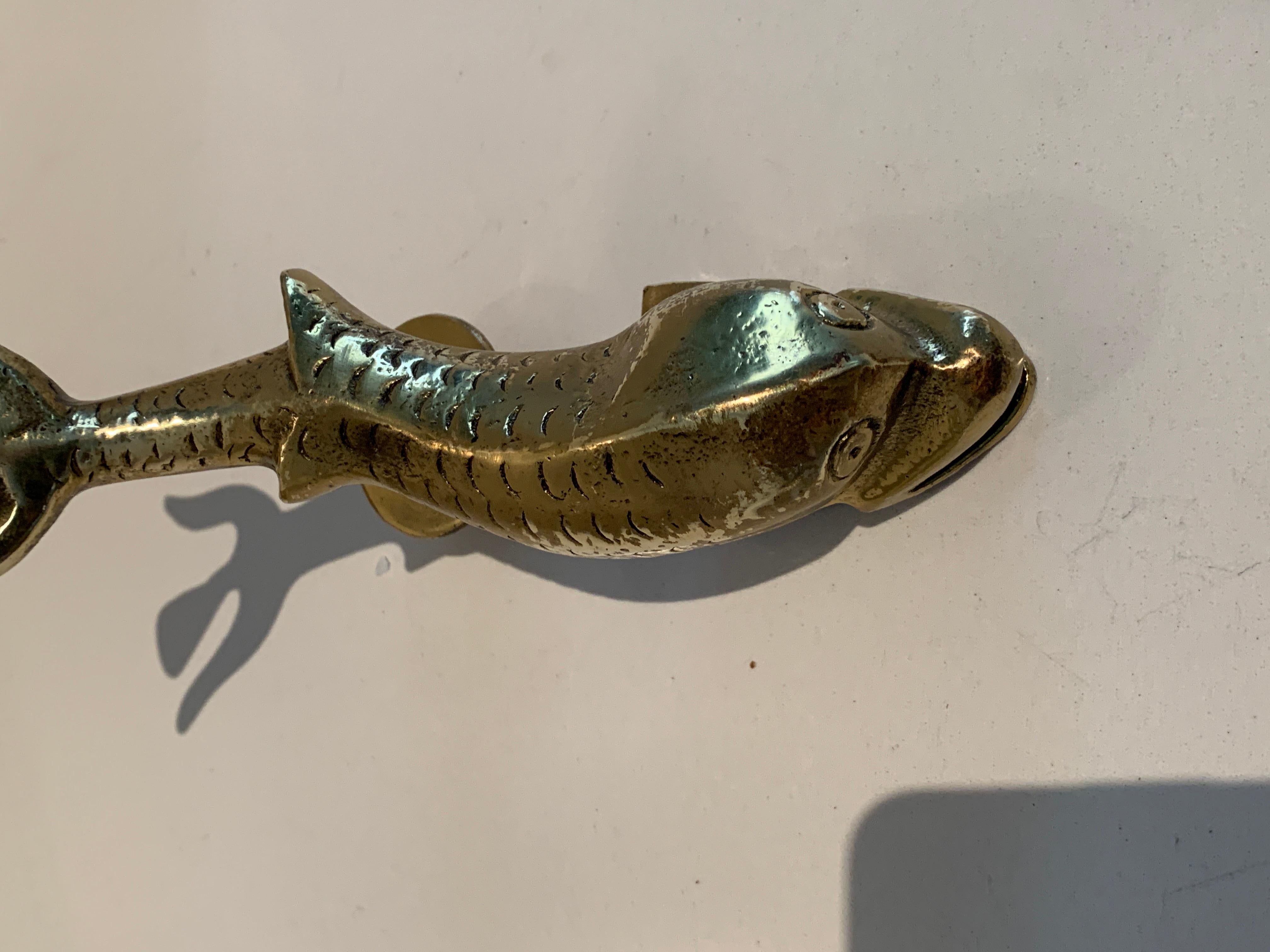 20th Century Large Brass Dolphin Fish Door Knocker