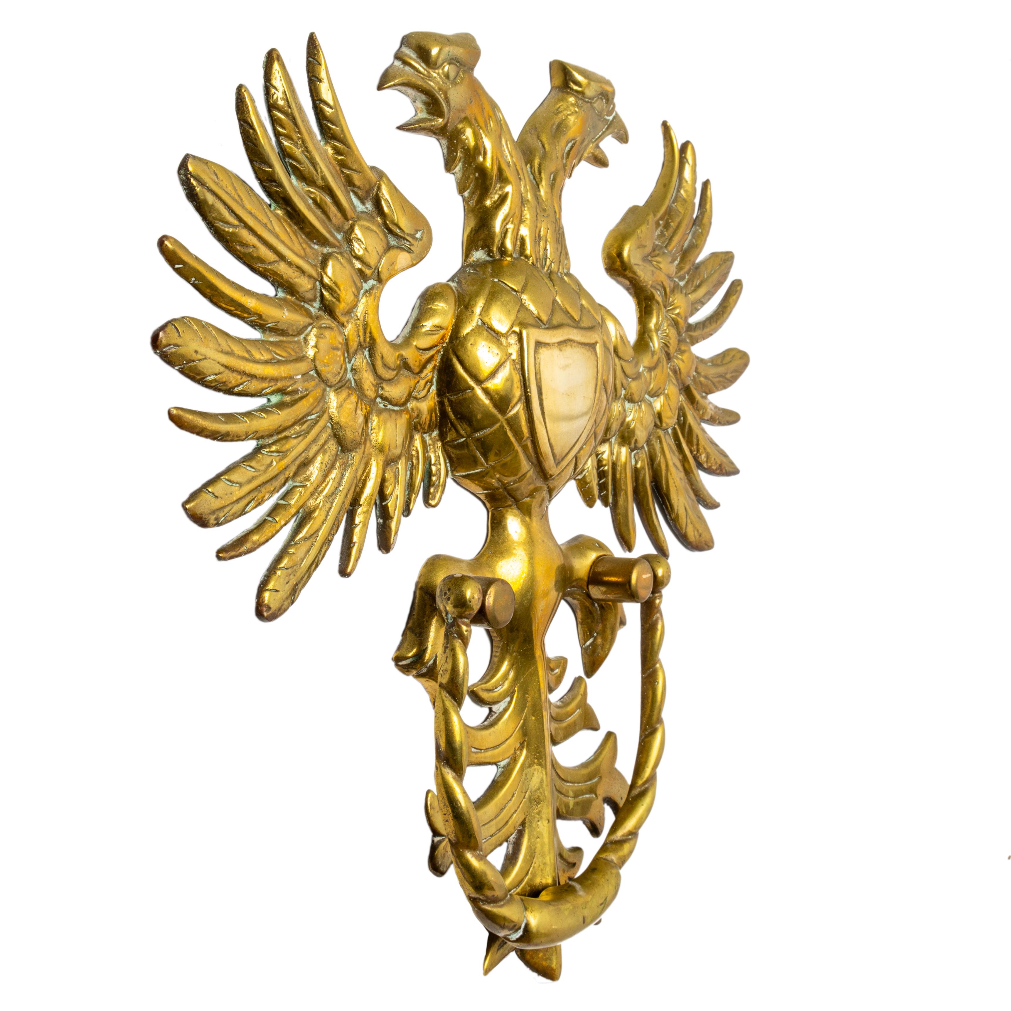 Large Brass Double-headed Eagle Door Knocker, 20th Century 1