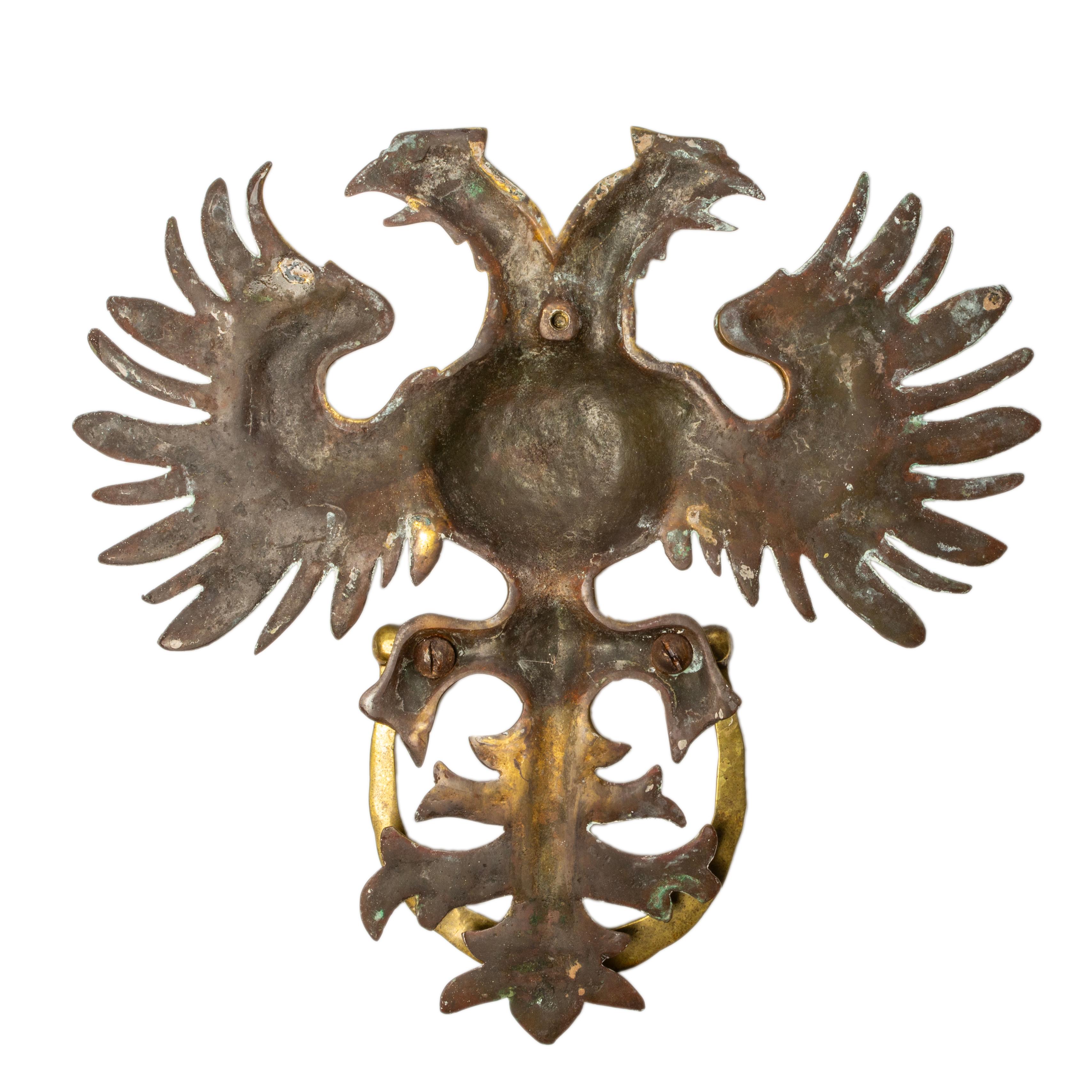 Large Brass Double-headed Eagle Door Knocker, 20th Century 2