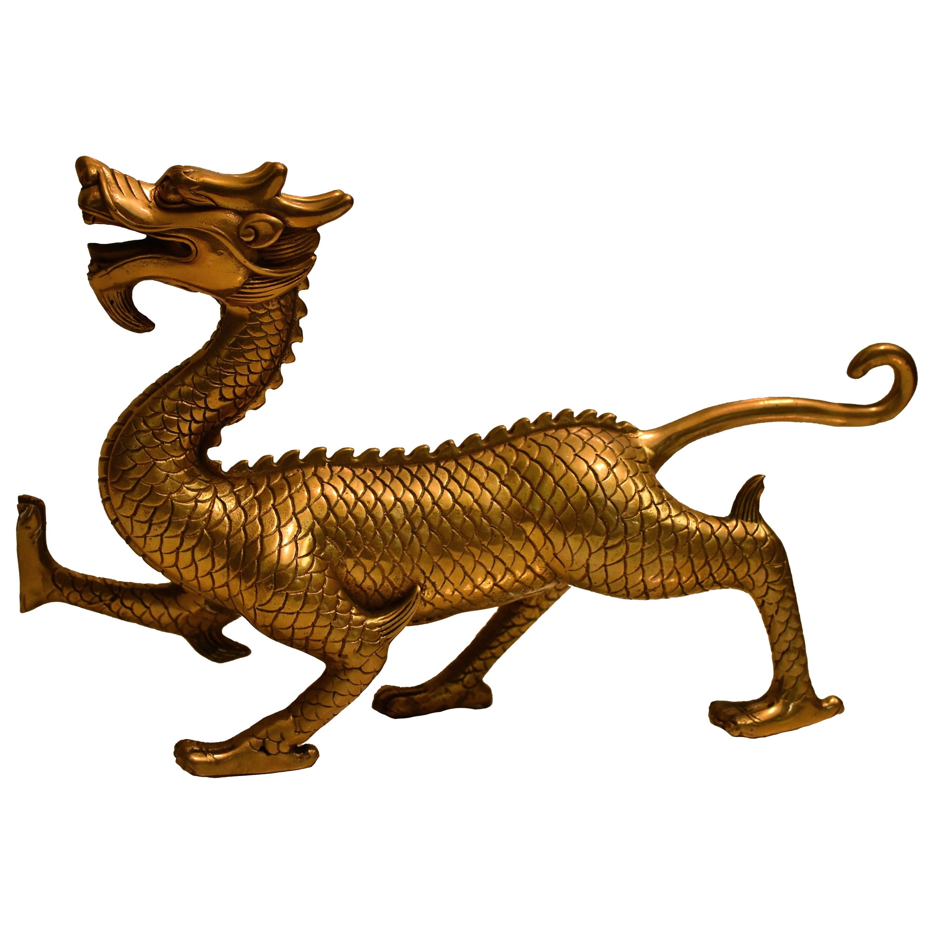 Pair of Brass Dragons, Large Standing at 1stDibs