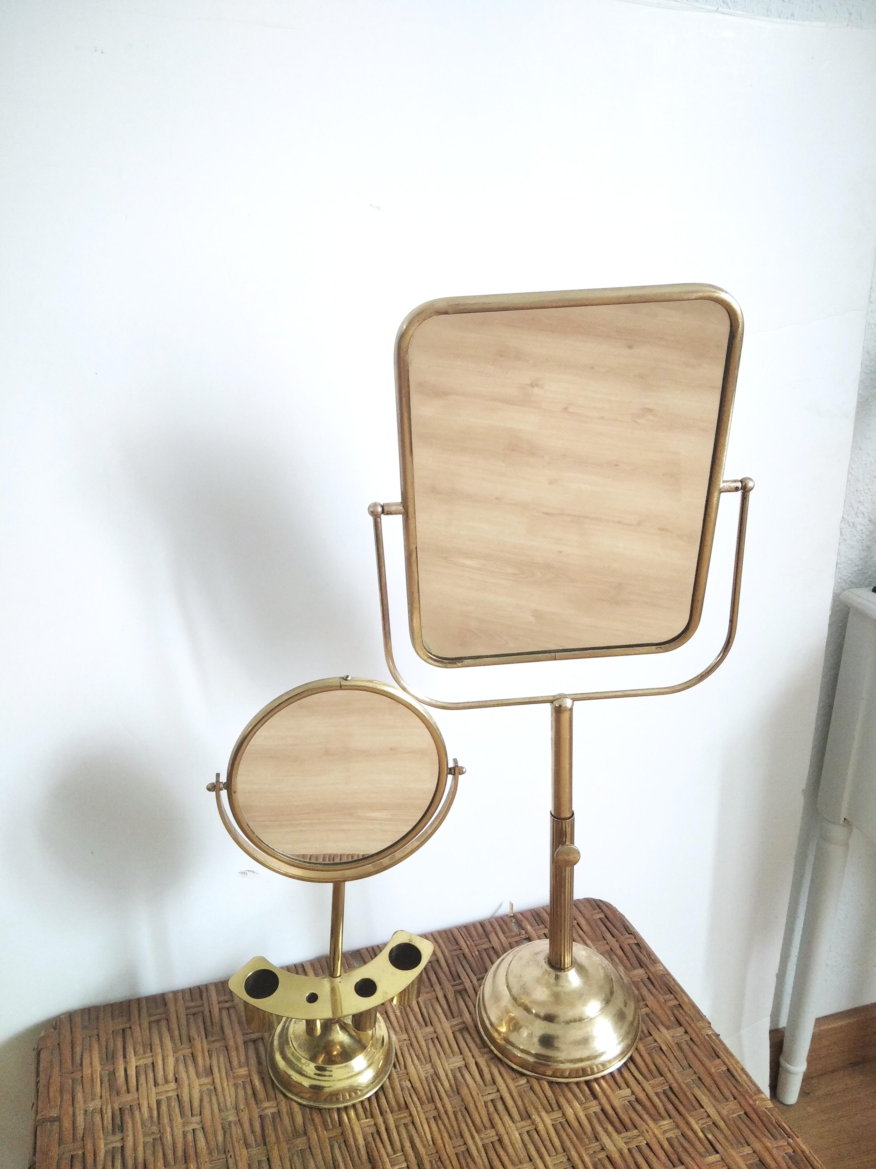  Extra Large Brass Dressing Table Mirror Art Deco In Good Condition In Mombuey, Zamora